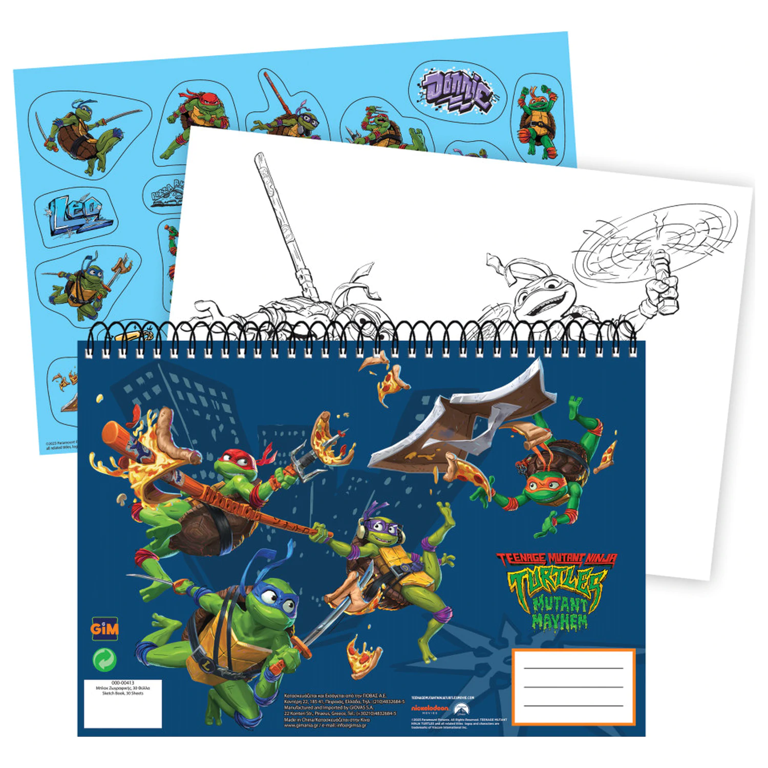 Teenage Mutant Ninja Turtles Power A/4 Spiral Sketchbook 40 de foi cu Stickere poza produsului