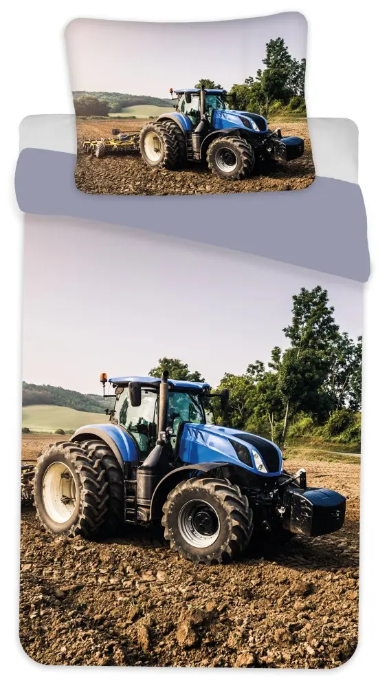 Set Husa Plapuma Copii Tractor 100x135cm, 40x60 cm poza produsului