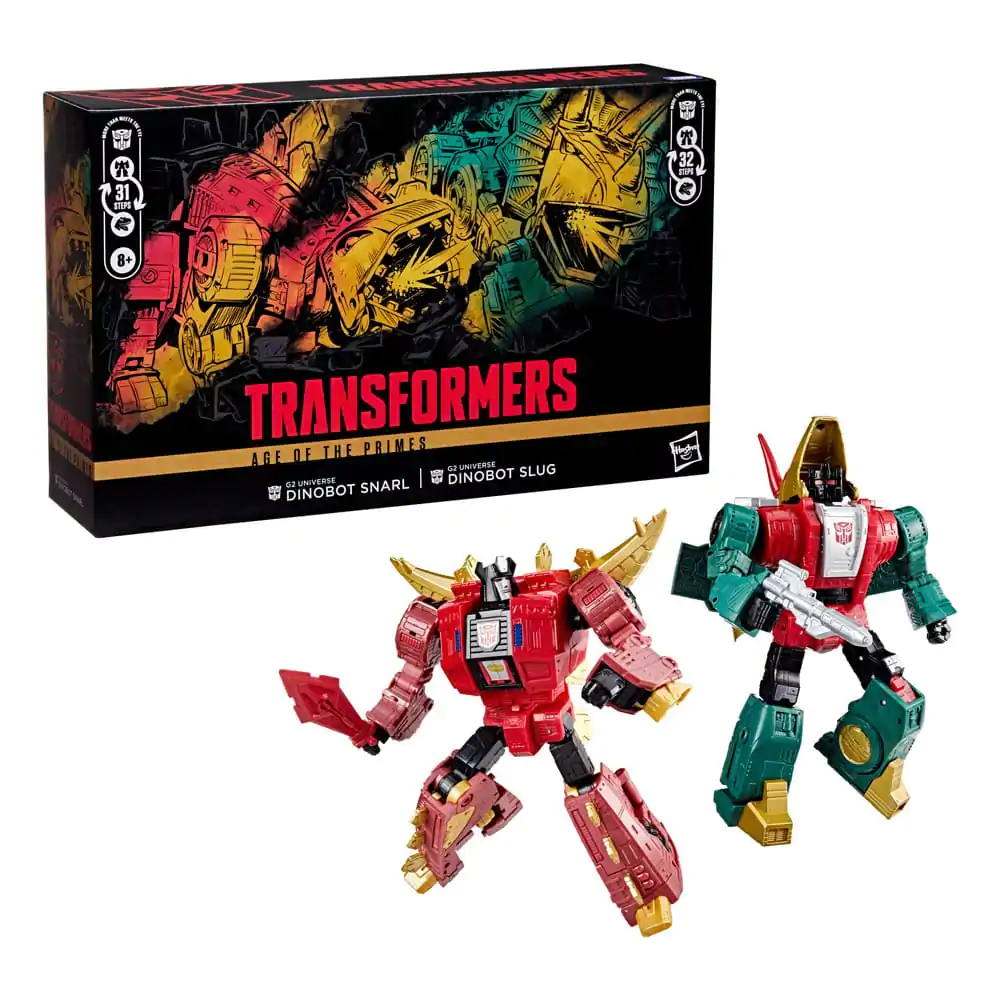 Transformers Age of the Primes Leader Class Figurina de acțiune G2 Universe Dinobots Snarl & Slug 19 cm poza produsului