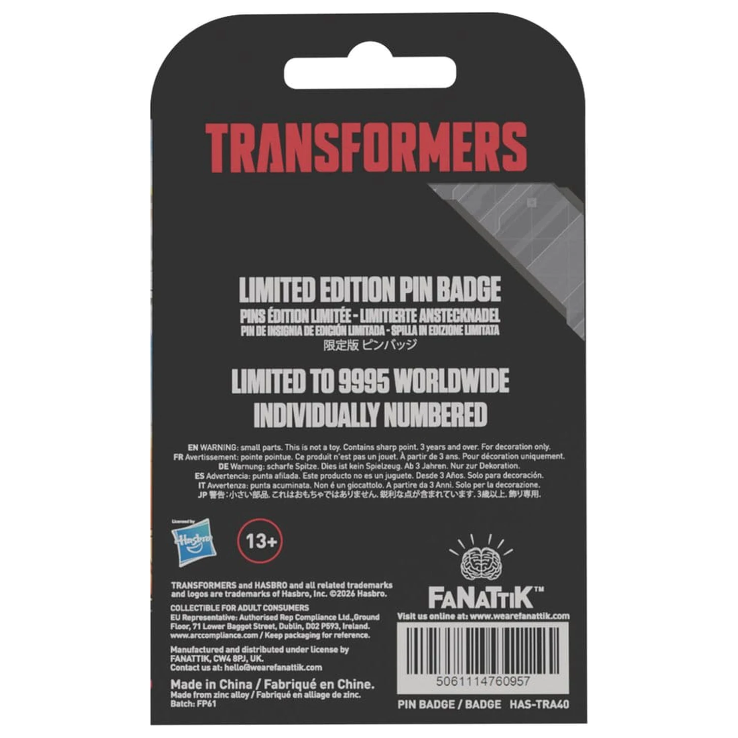 Transformers Pin Badge The Movie 40th Anniversary Unicron Limited Edition poza produsului