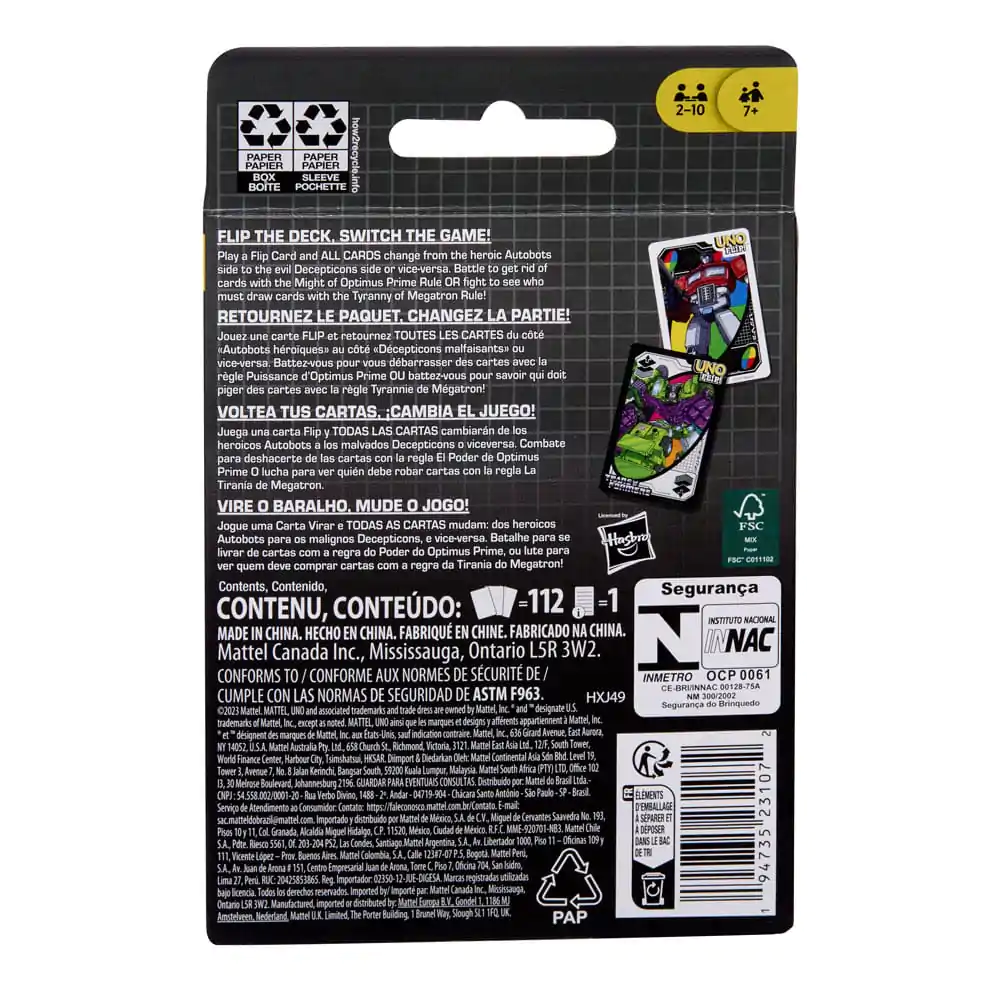 Transformers UNO Flip! Joc de cărți poza produsului