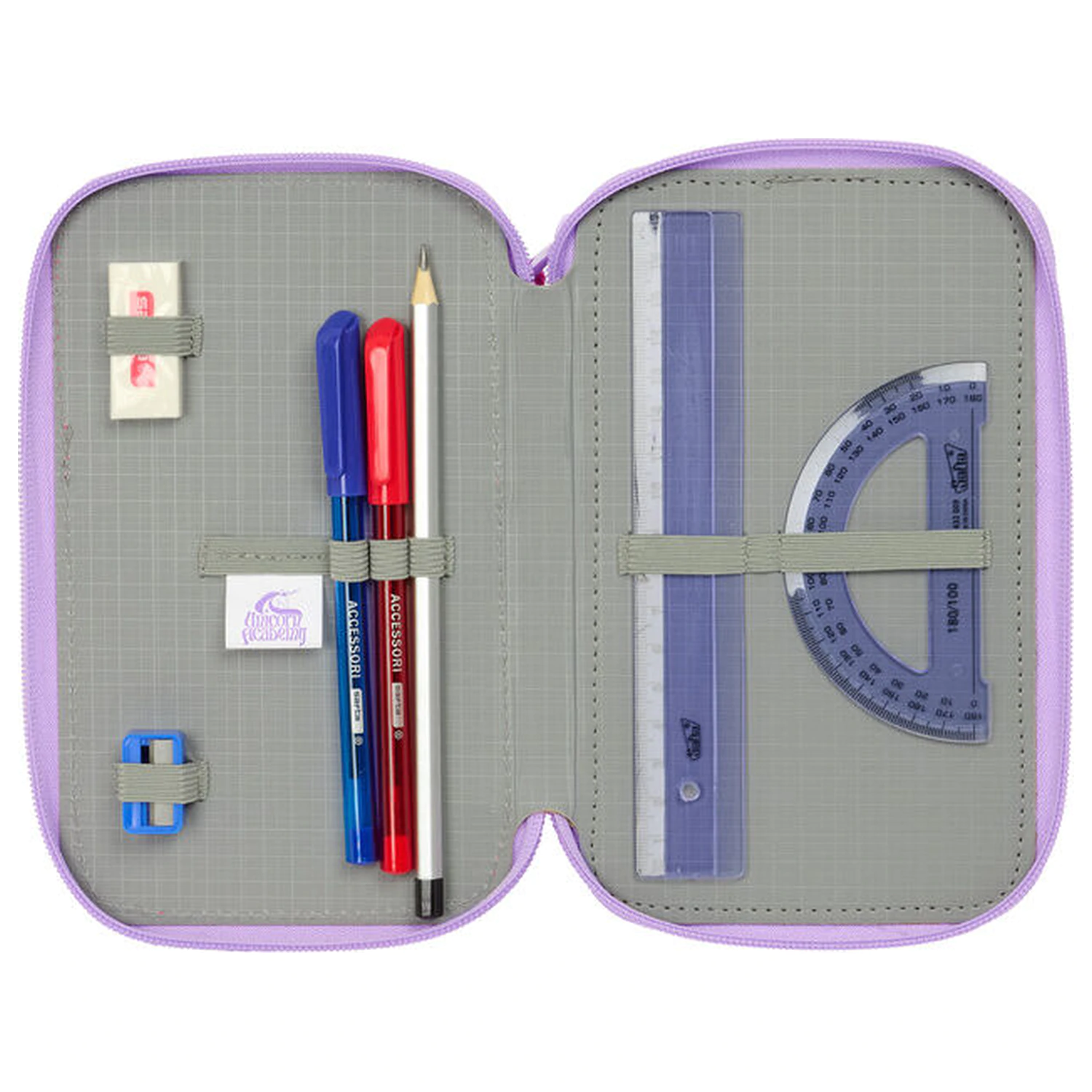 Unicorn Academy triple pencil case 37 bucăți poza produsului