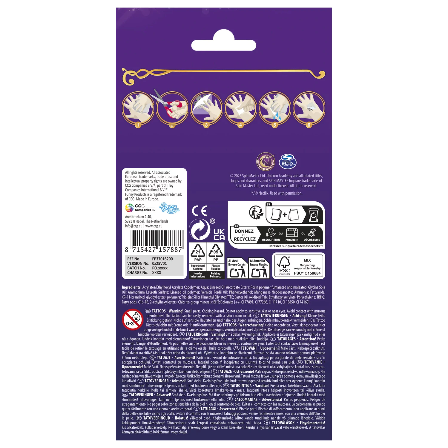 Unicorn Academy Heart Tattoos pachet de 12 bucati poza produsului