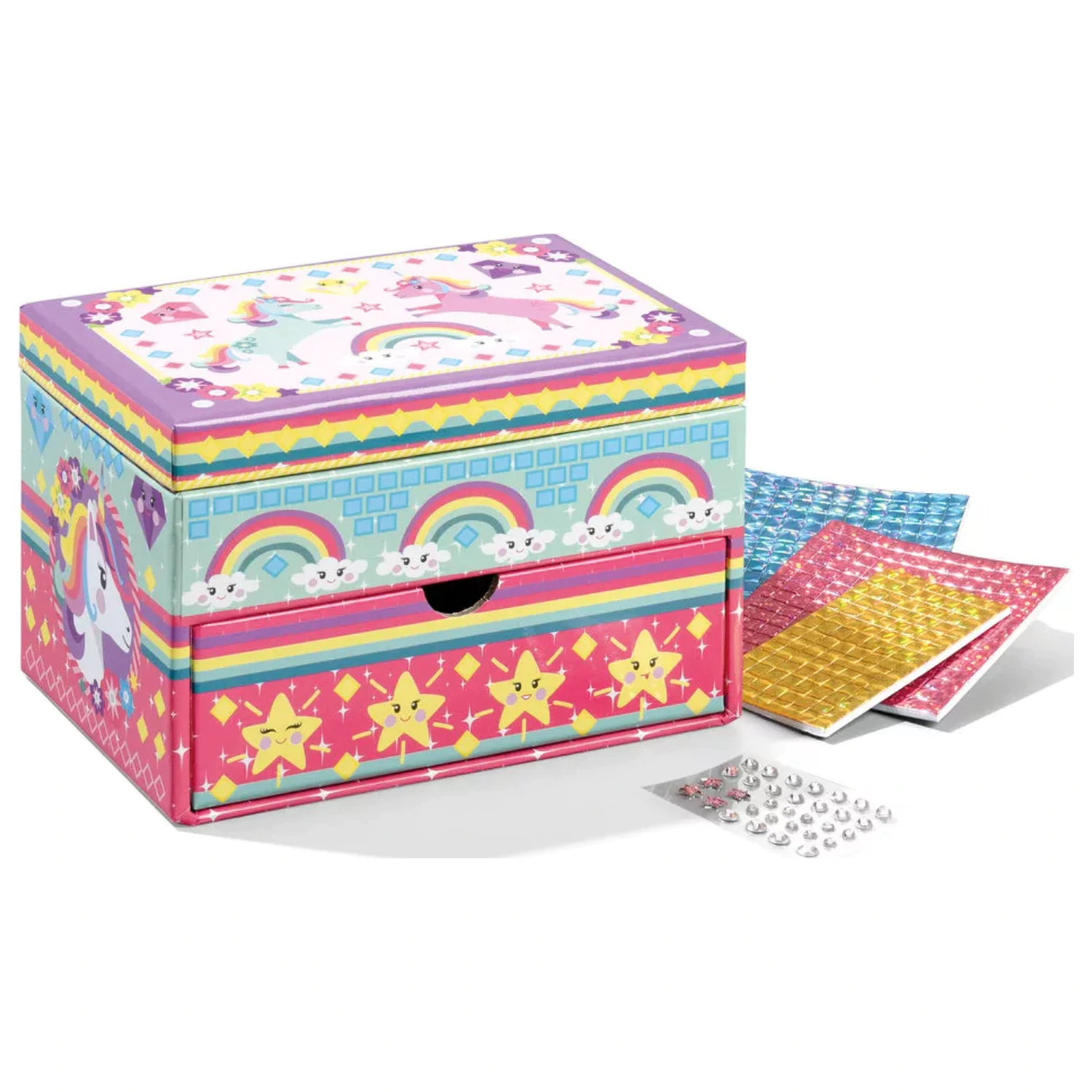 Unicorn Colorful Mosaic Cutie de bijuterii poza produsului
