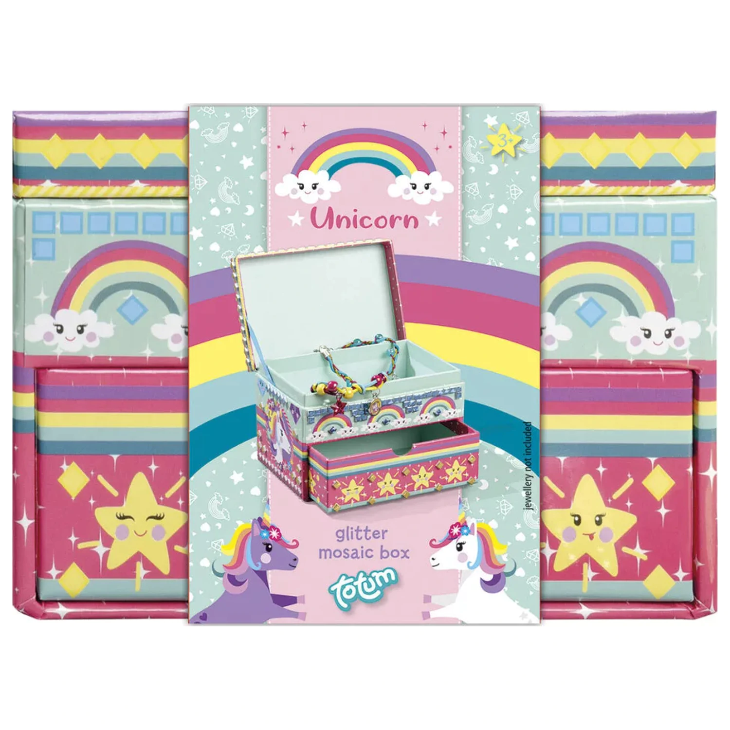 Unicorn Colorful Mosaic Cutie de bijuterii poza produsului