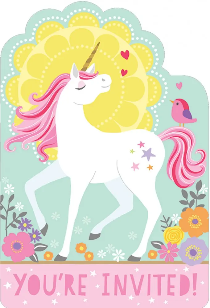 Unicorn Party Invitations 8 bucăți poza produsului