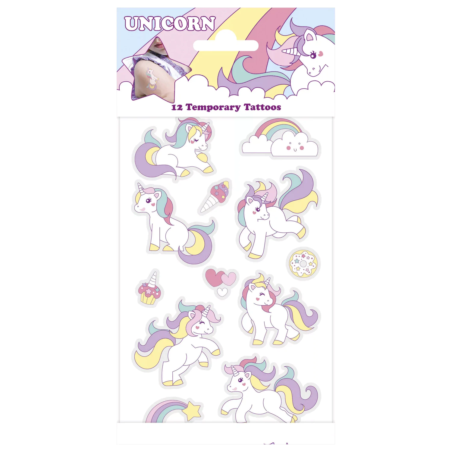 Unicorn Pastel Tattoo set de 12 bucati poza produsului