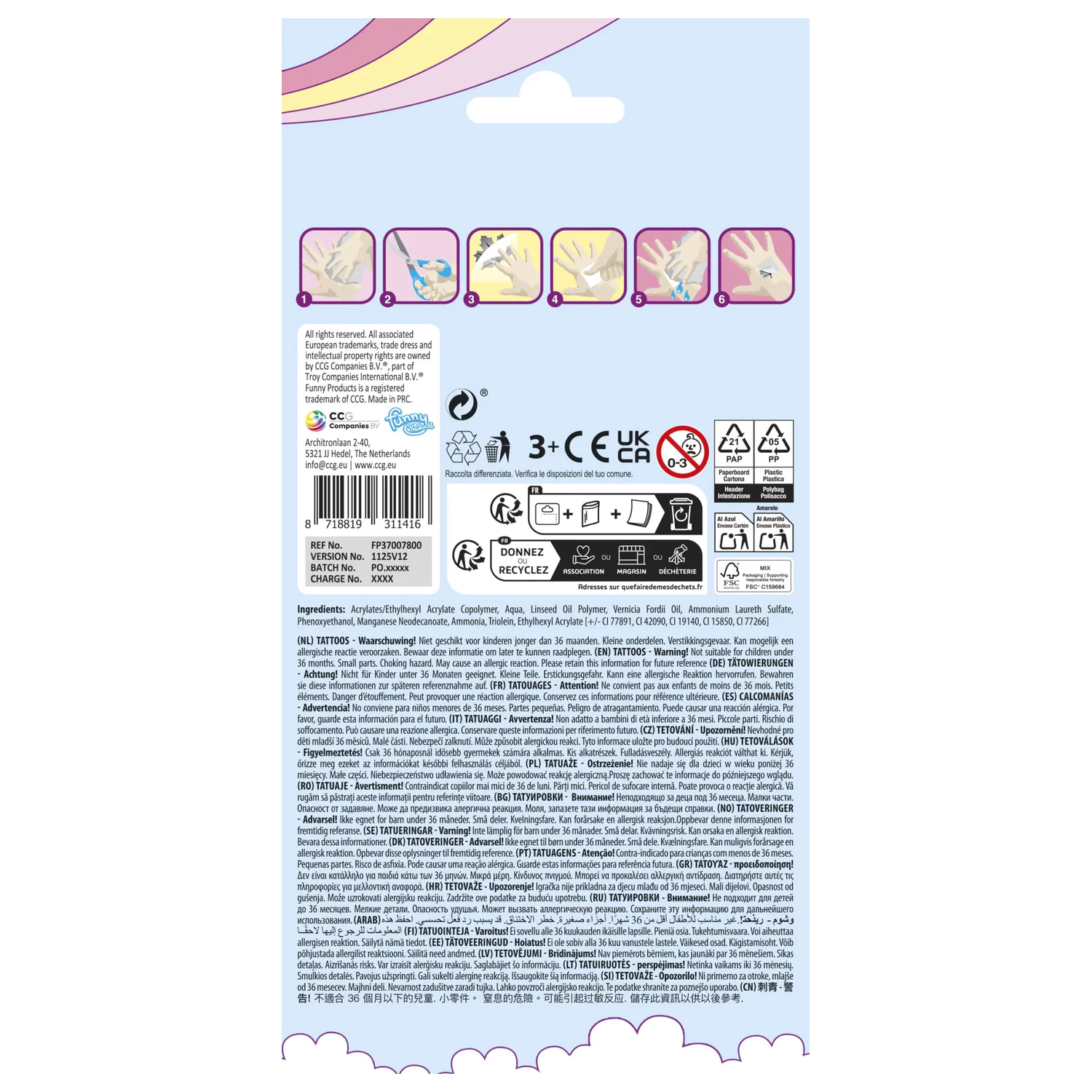 Unicorn Pastel Tattoo set de 12 bucati poza produsului