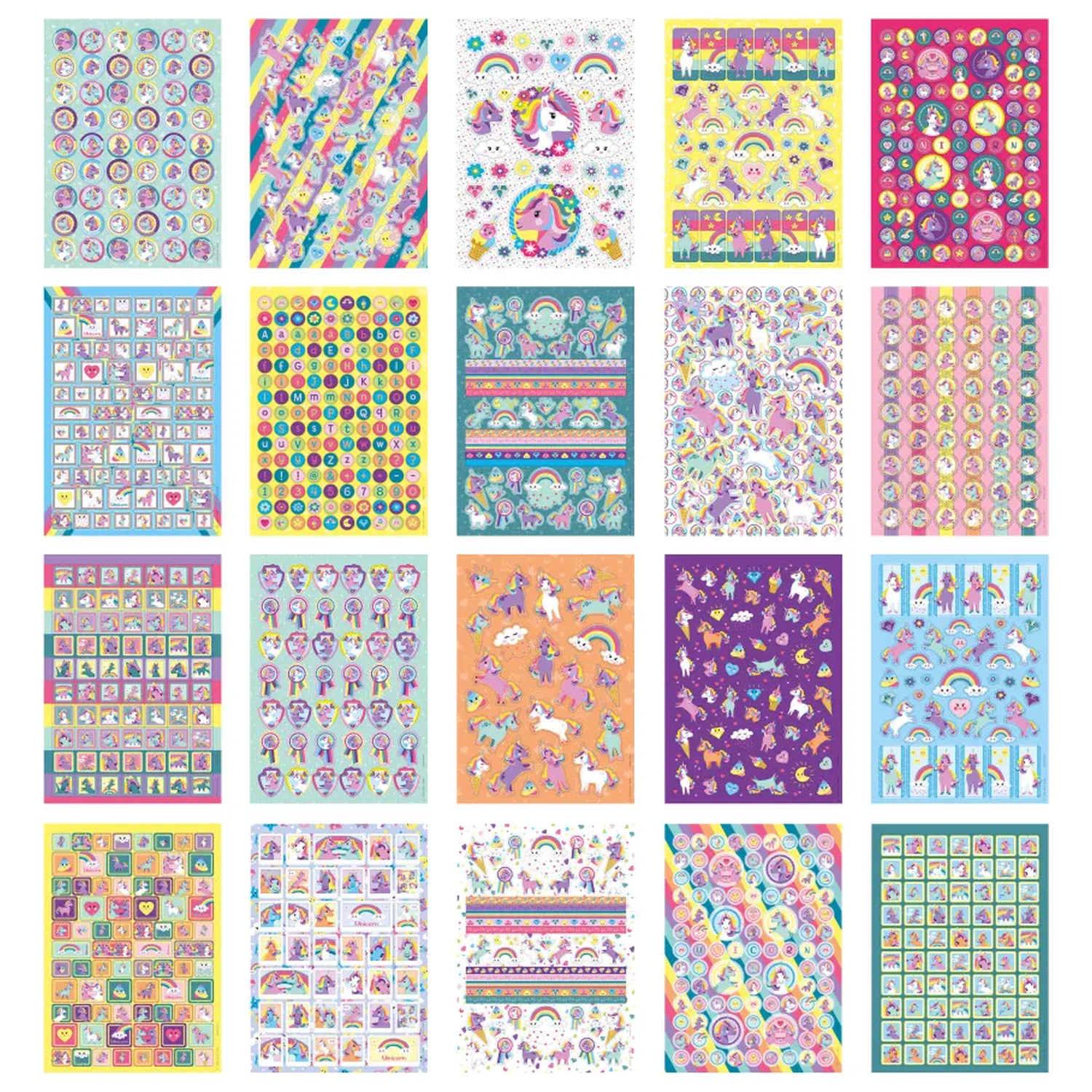 Unicorn Rainbow Sticker Pack 1000 bucăți poza produsului