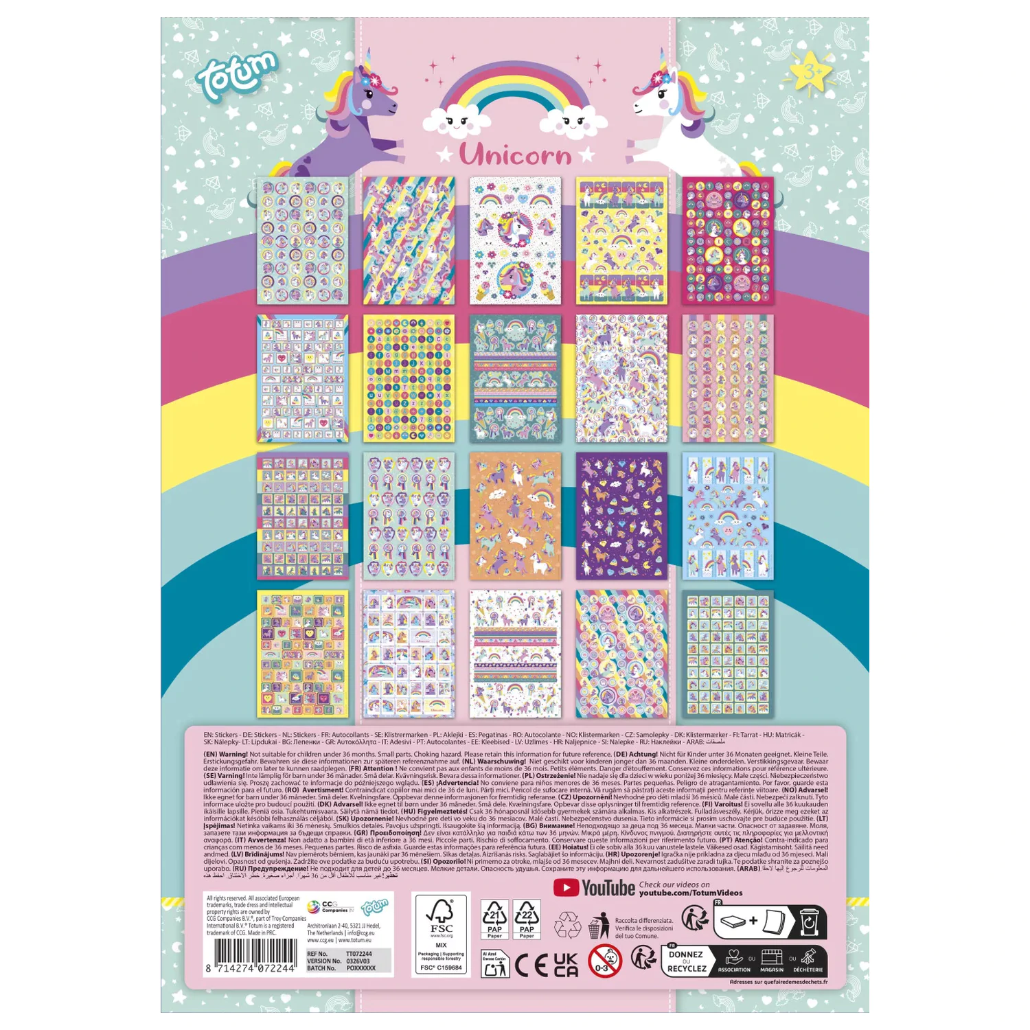 Unicorn Rainbow Sticker Pack 1000 bucăți poza produsului