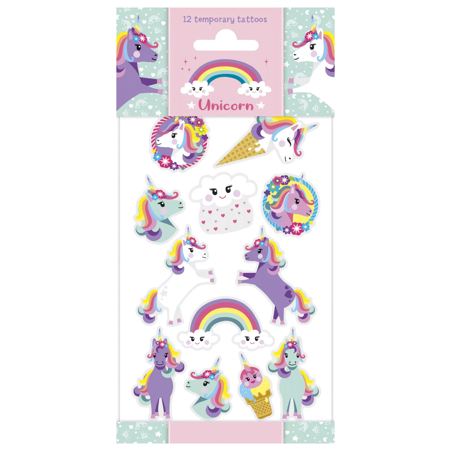 Unicorn Rainbow Tattoo set de 12 piese poza produsului