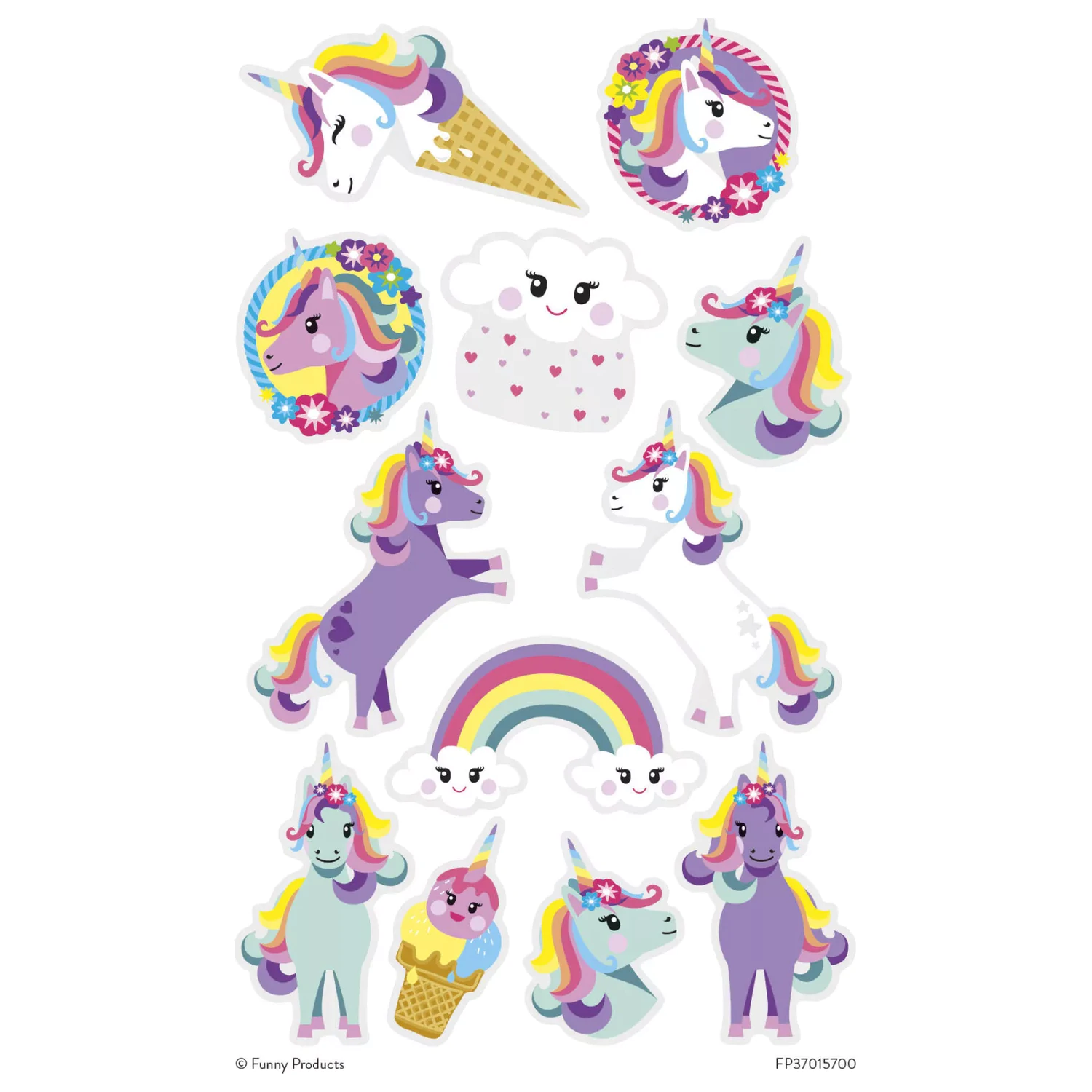 Unicorn Rainbow Tattoo set de 12 piese poza produsului