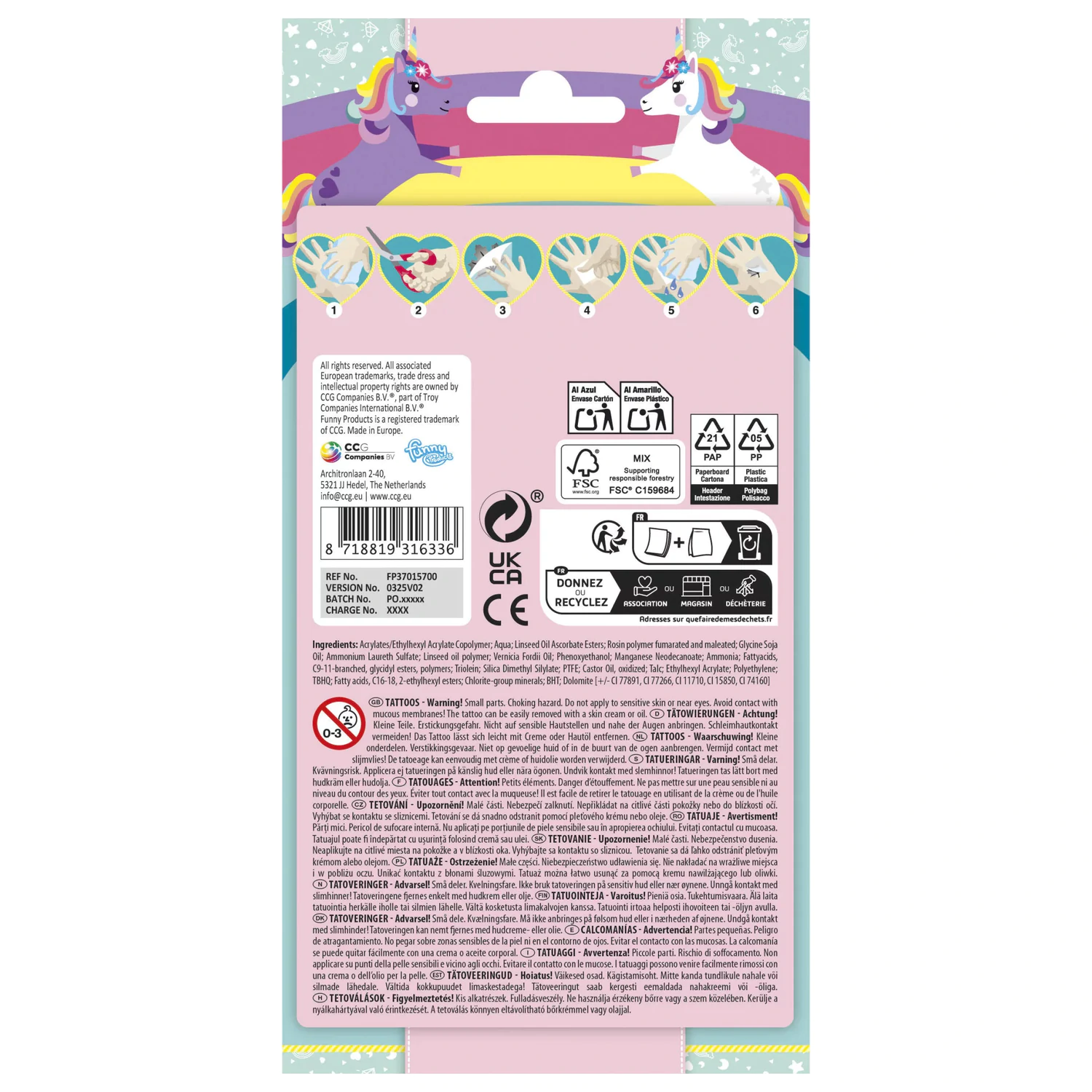 Unicorn Rainbow Tattoo set de 12 piese poza produsului