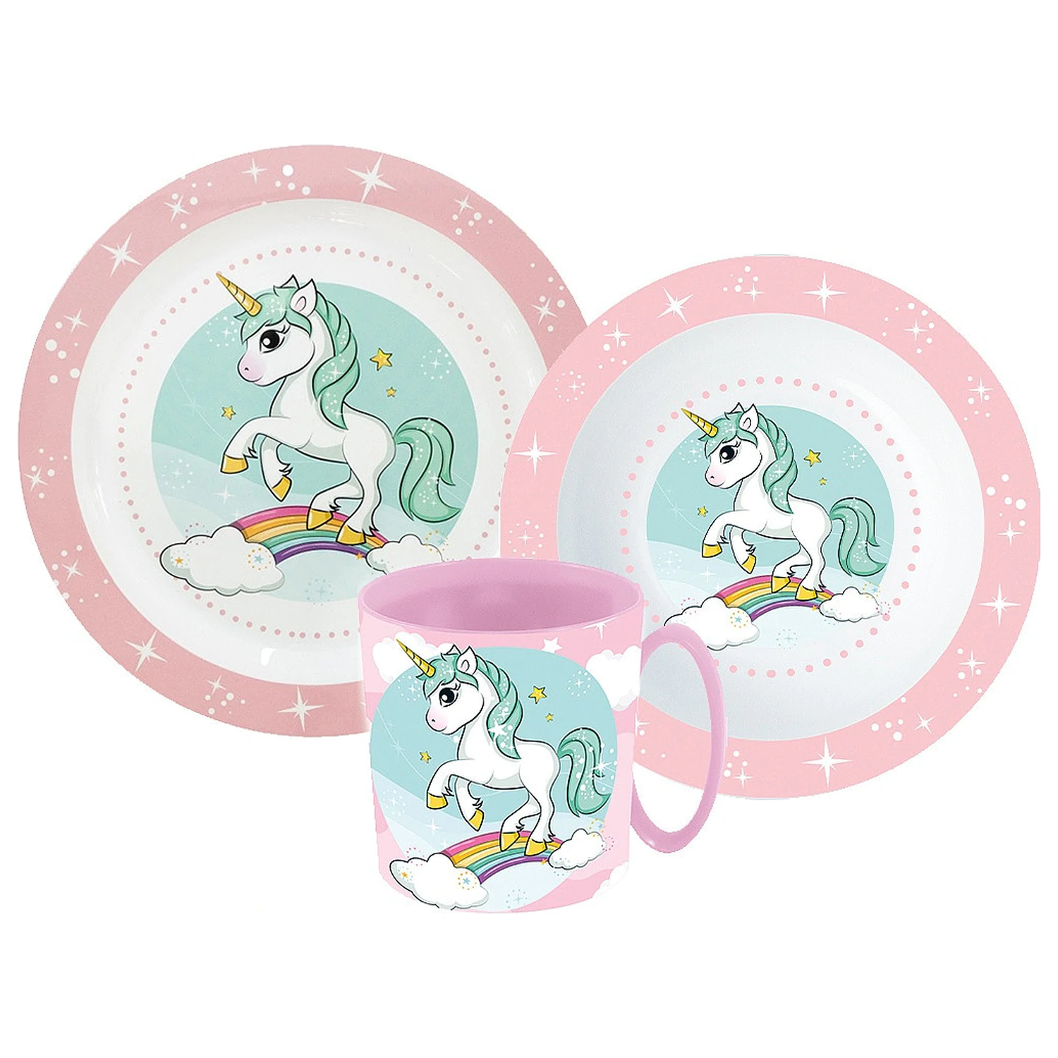 Set de vesela Unicorn Range, set micro plastic cu cana de 350 ml poza produsului