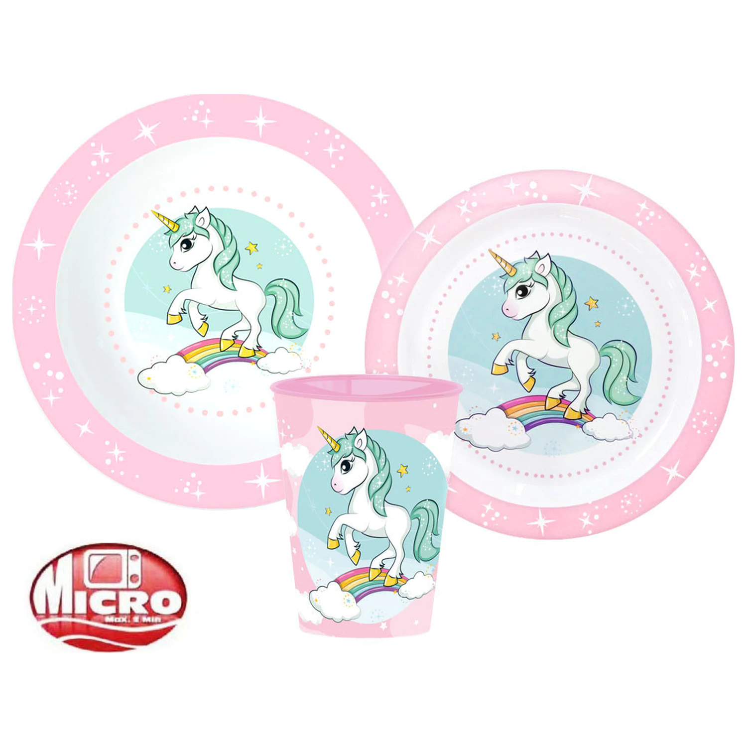 Set de vase Unicorn Range, set de microplastic, cu pahar de 260 ml poza produsului