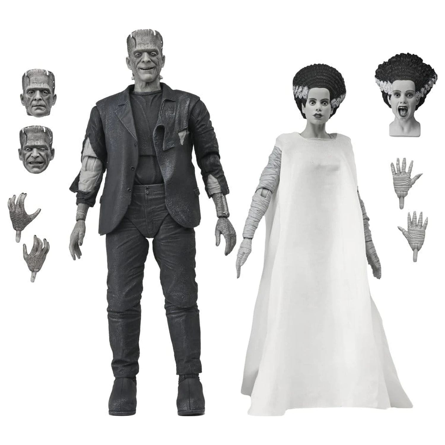 Universal Monsters Pachet 2 figurine articulabile Bride of Frankenstein 90th Anniversary The Monster & His Mate (B&W) 18 cm poza produsului