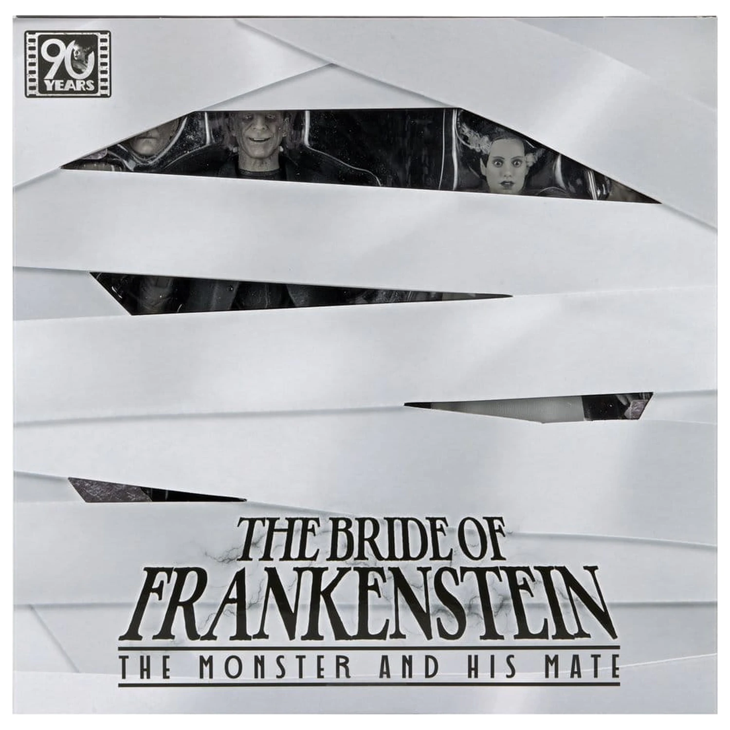 Universal Monsters Pachet 2 figurine articulabile Bride of Frankenstein 90th Anniversary The Monster & His Mate (B&W) 18 cm poza produsului