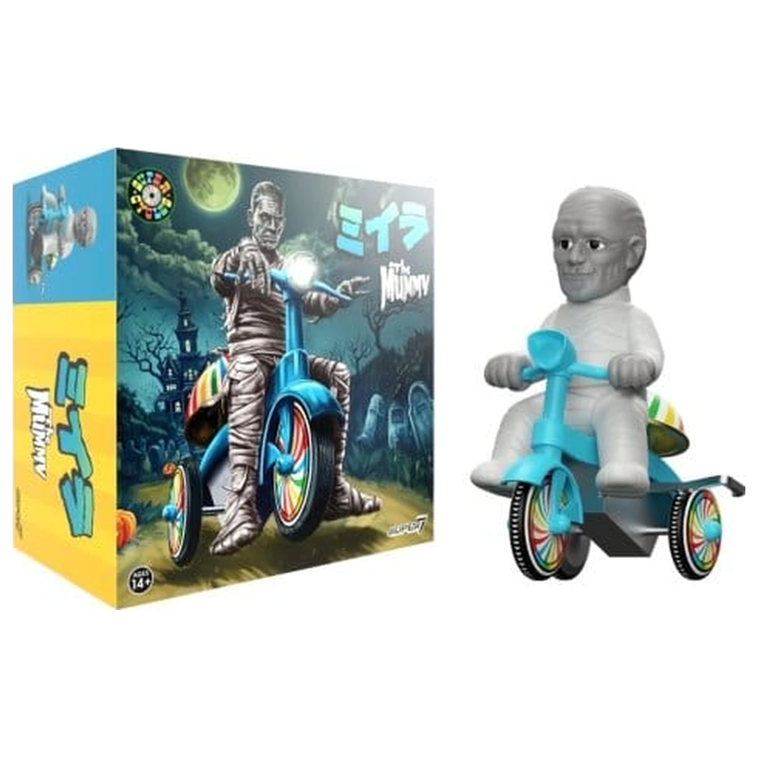 Universal Monsters Super Cycles Vehicle The Mummy (Gri deschis cu Triciclu Albastru) poza produsului