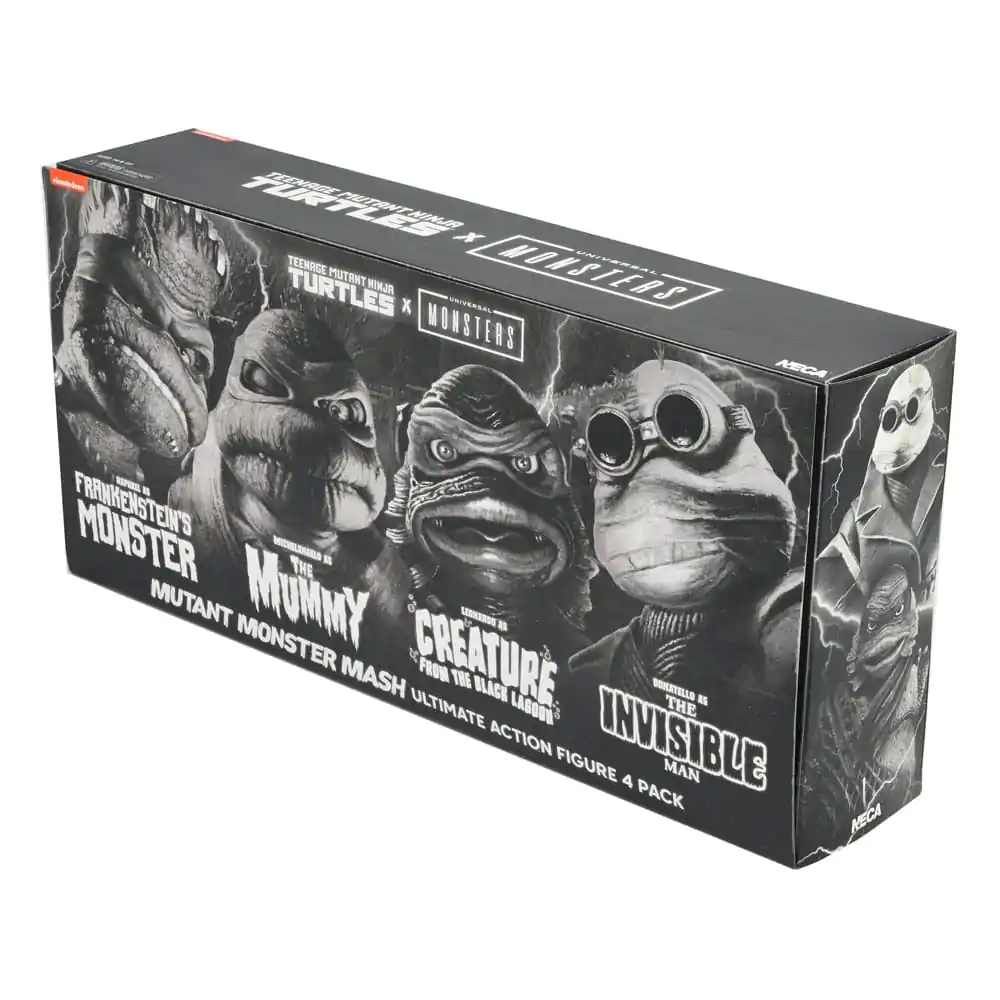 Universal Monsters x Teenage Mutant Ninja Turtles Action Figures set de 4 figurine Broaște Țestoase Alb-Negru 18 cm poza produsului