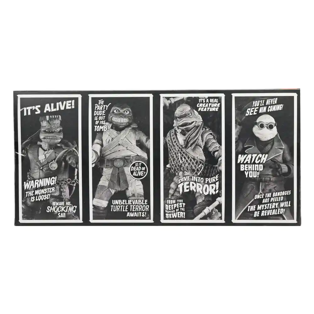 Universal Monsters x Teenage Mutant Ninja Turtles Action Figures set de 4 figurine Broaște Țestoase Alb-Negru 18 cm poza produsului