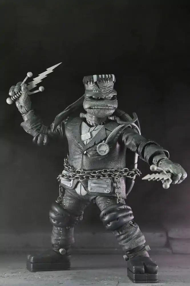 Universal Monsters x Teenage Mutant Ninja Turtles Action Figures set de 4 figurine Broaște Țestoase Alb-Negru 18 cm poza produsului