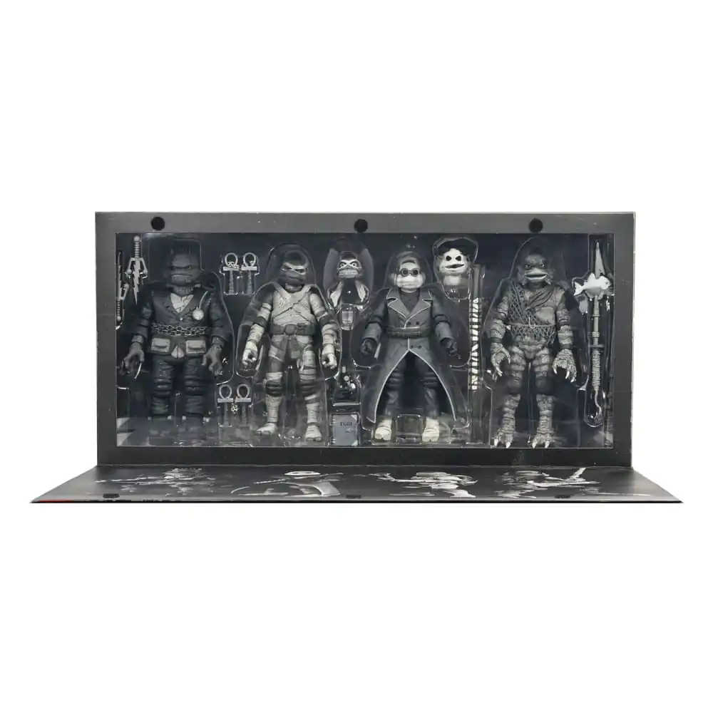 Universal Monsters x Teenage Mutant Ninja Turtles Action Figures set de 4 figurine Broaște Țestoase Alb-Negru 18 cm poza produsului