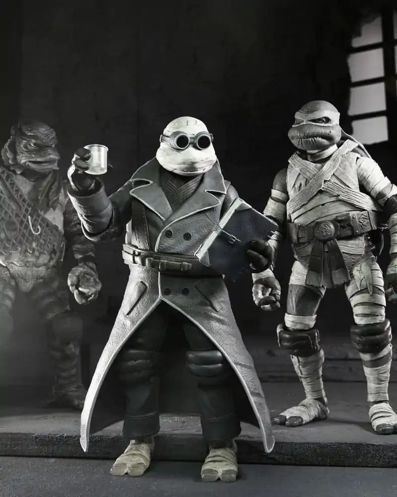 Universal Monsters x Teenage Mutant Ninja Turtles Action Figures set de 4 figurine Broaște Țestoase Alb-Negru 18 cm poza produsului