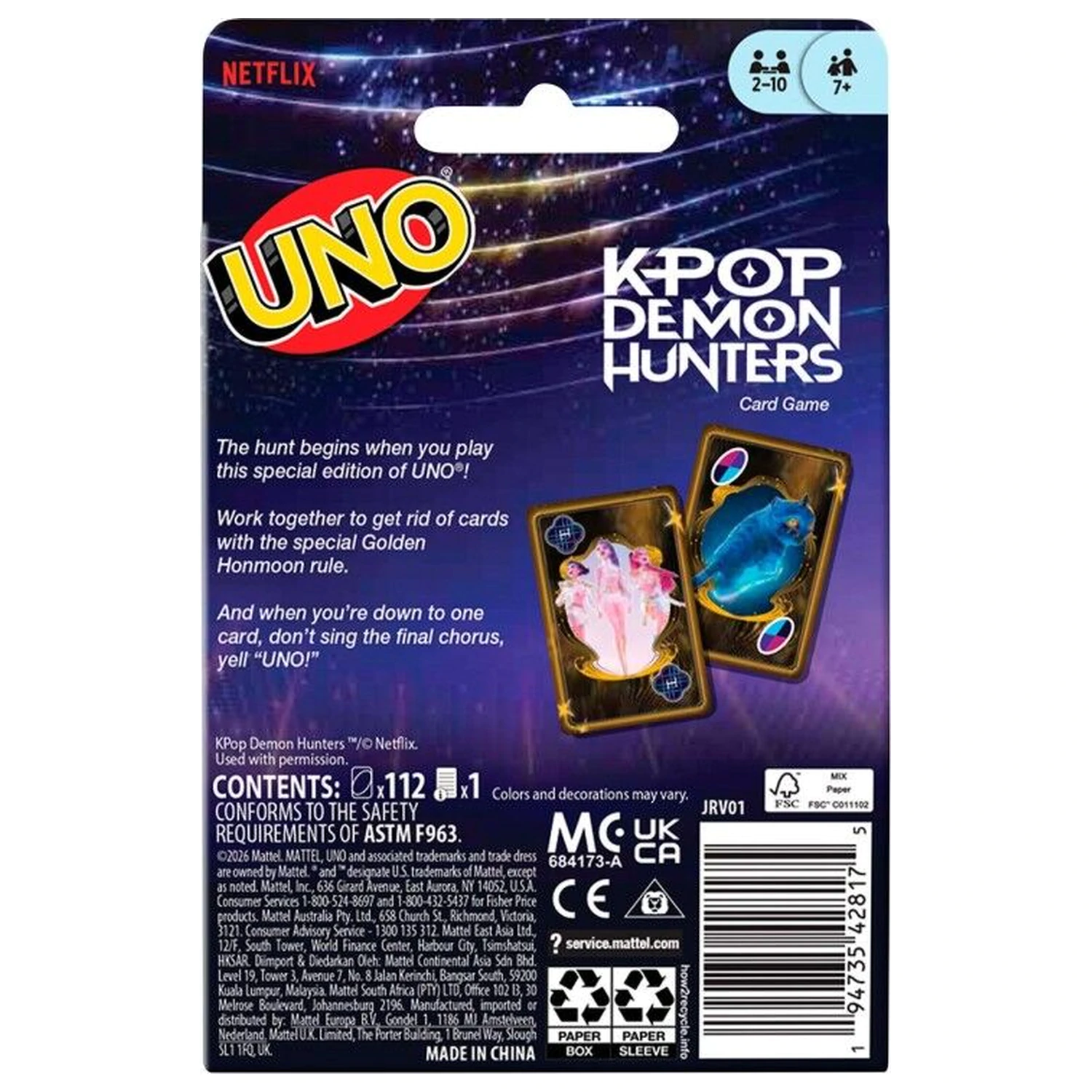 UNO K-Pop Demon Hunters joc de cărți poza produsului