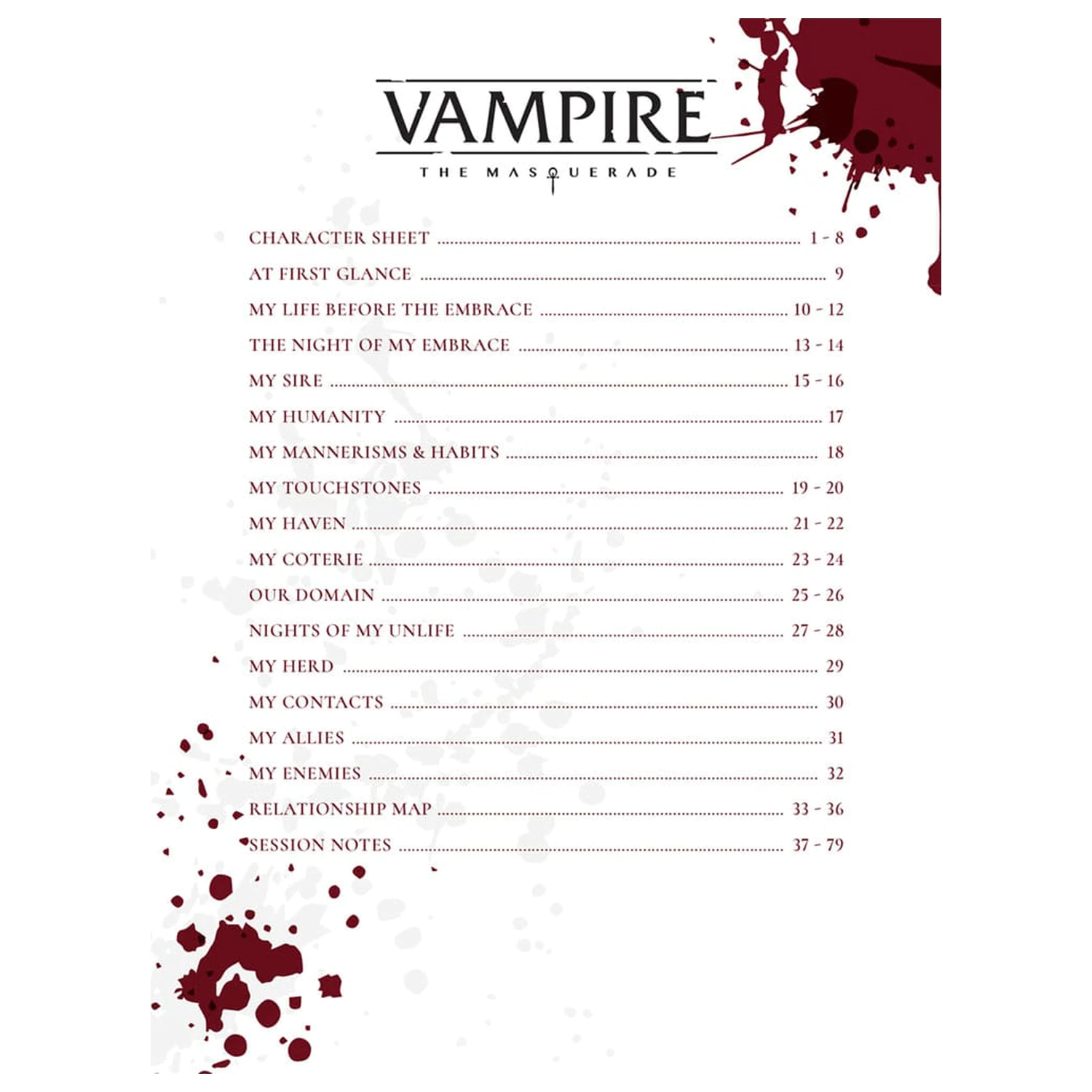 Vampire: The Masquerade 5th Edition RPG Journal Caiet cu fise de personaje extinse *Versiune in limba engleza* poza produsului