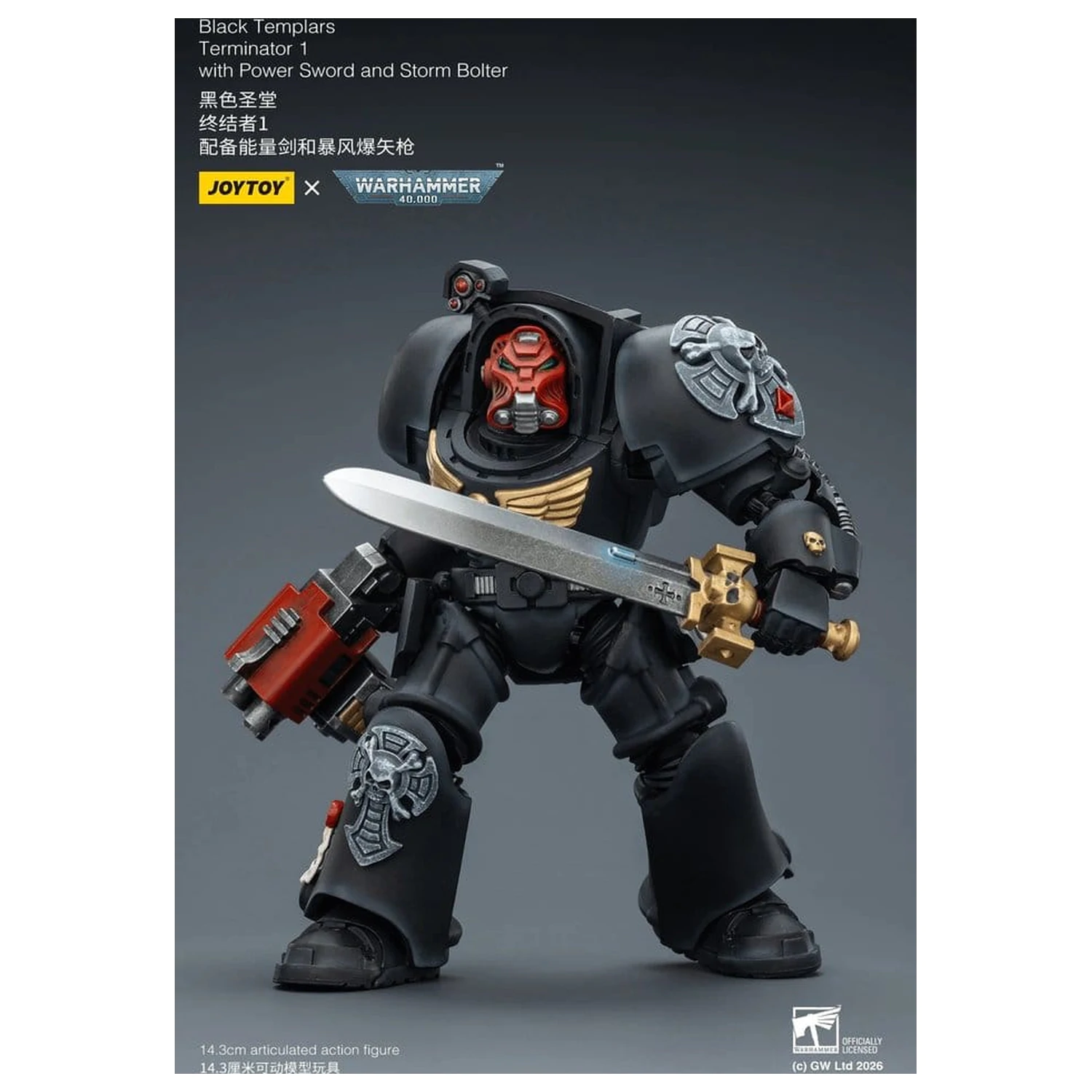 Warhammer 40,000 Figurina de actiune Black Templars Terminator 1 cu Power Sword si Storm Bolter 14 cm poza produsului