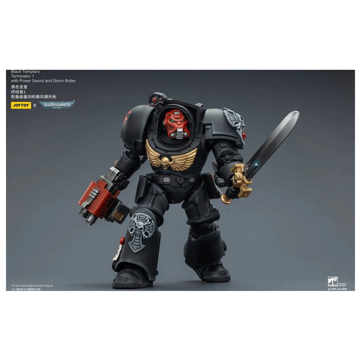 Warhammer 40,000 Figurina de actiune Black Templars Terminator 1 cu Power Sword si Storm Bolter 14 cm poza produsului