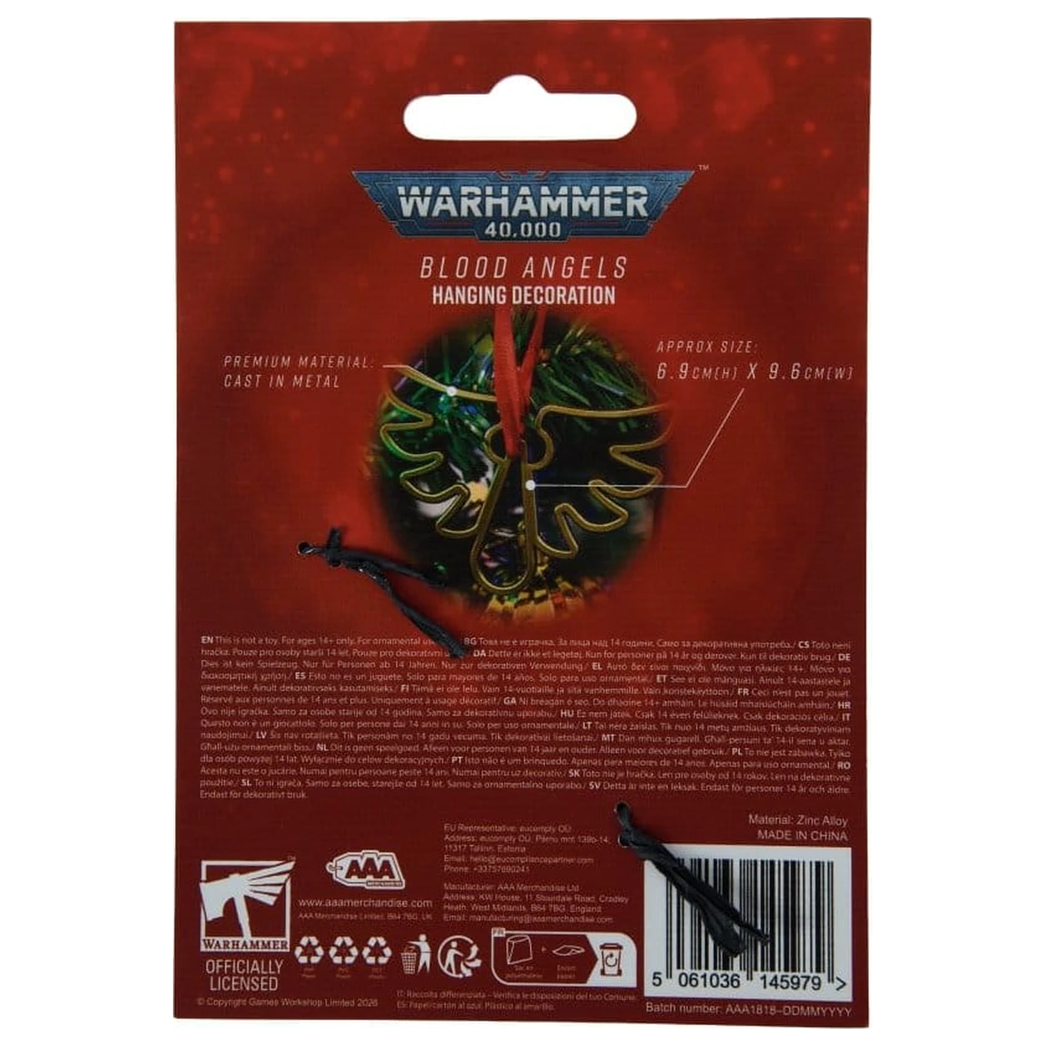 Decoratiune de agatat Warhammer 40,000 Blood Angels 16 cm poza produsului