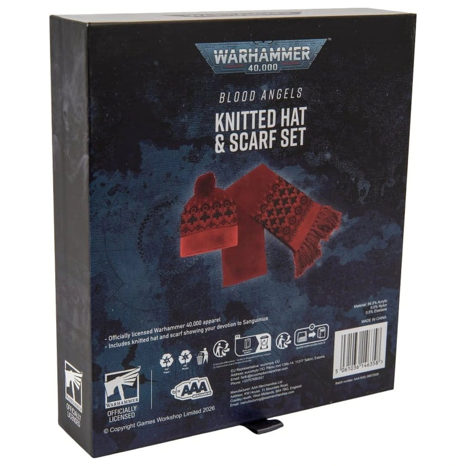Set caciula tricotata si fular Warhammer 40,000 Blood Angels 27 cm poza produsului