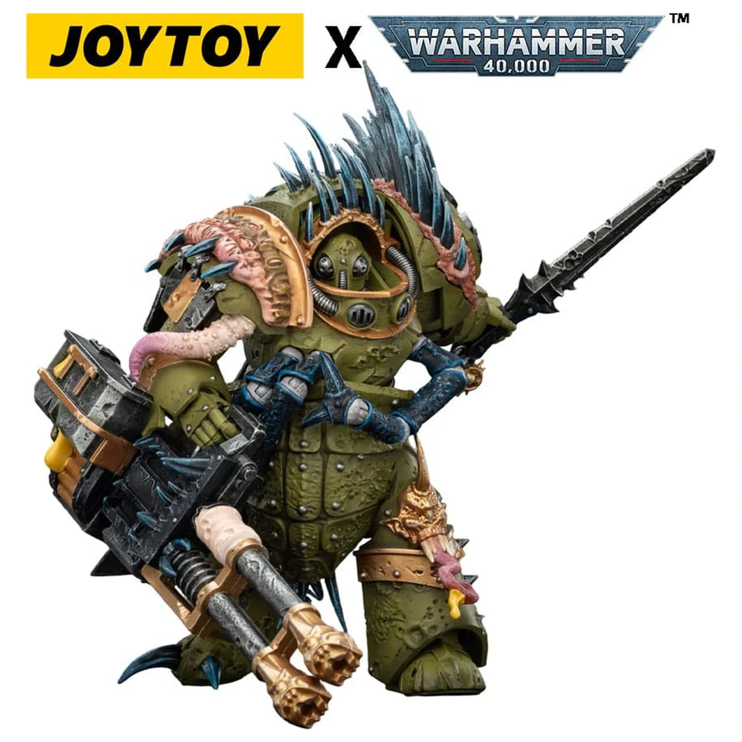 Warhammer 40,000 Figurina de actiune Death Guard Blightlord Terminator 1 with Reaper Autocannon and Bubotic Blades 14 cm poza produsului