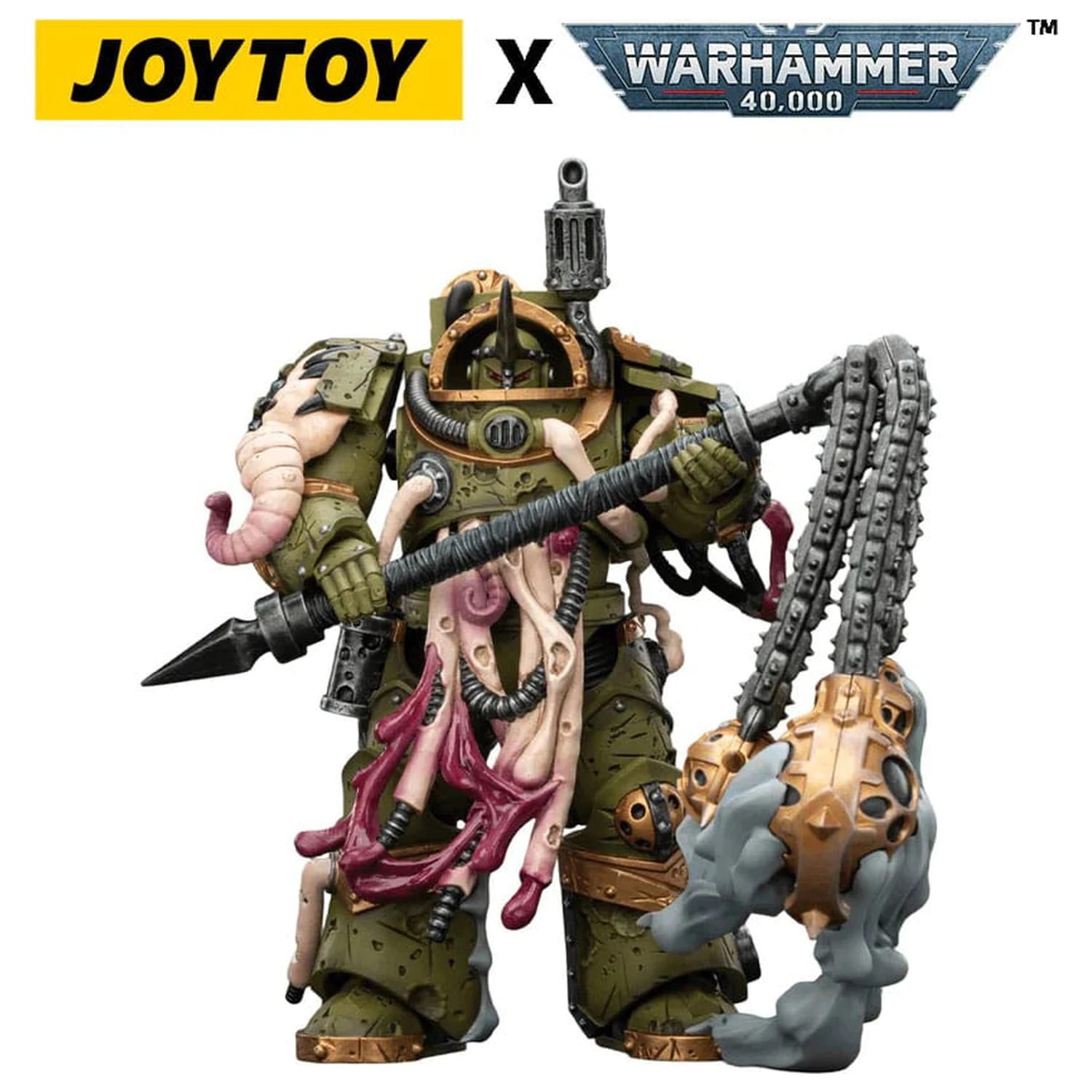 Warhammer 40,000 Figurina de actiune Death Guard Blightlord Terminator 2 with Flail of Corruption 14 cm poza produsului