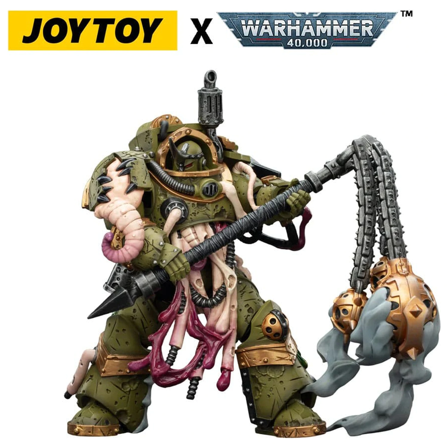 Warhammer 40,000 Figurina de actiune Death Guard Blightlord Terminator 2 with Flail of Corruption 14 cm poza produsului