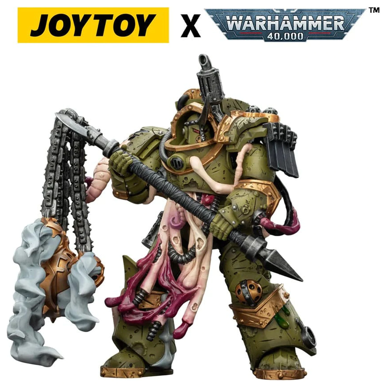 Warhammer 40,000 Figurina de actiune Death Guard Blightlord Terminator 2 with Flail of Corruption 14 cm poza produsului