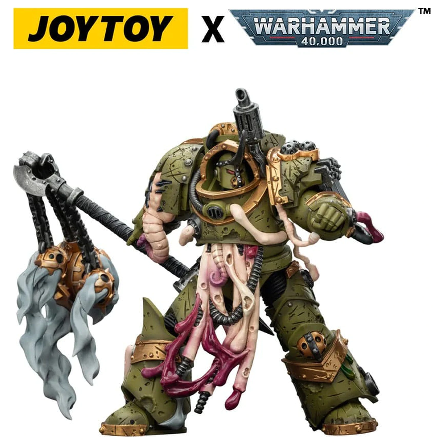 Warhammer 40,000 Figurina de actiune Death Guard Blightlord Terminator 2 with Flail of Corruption 14 cm poza produsului