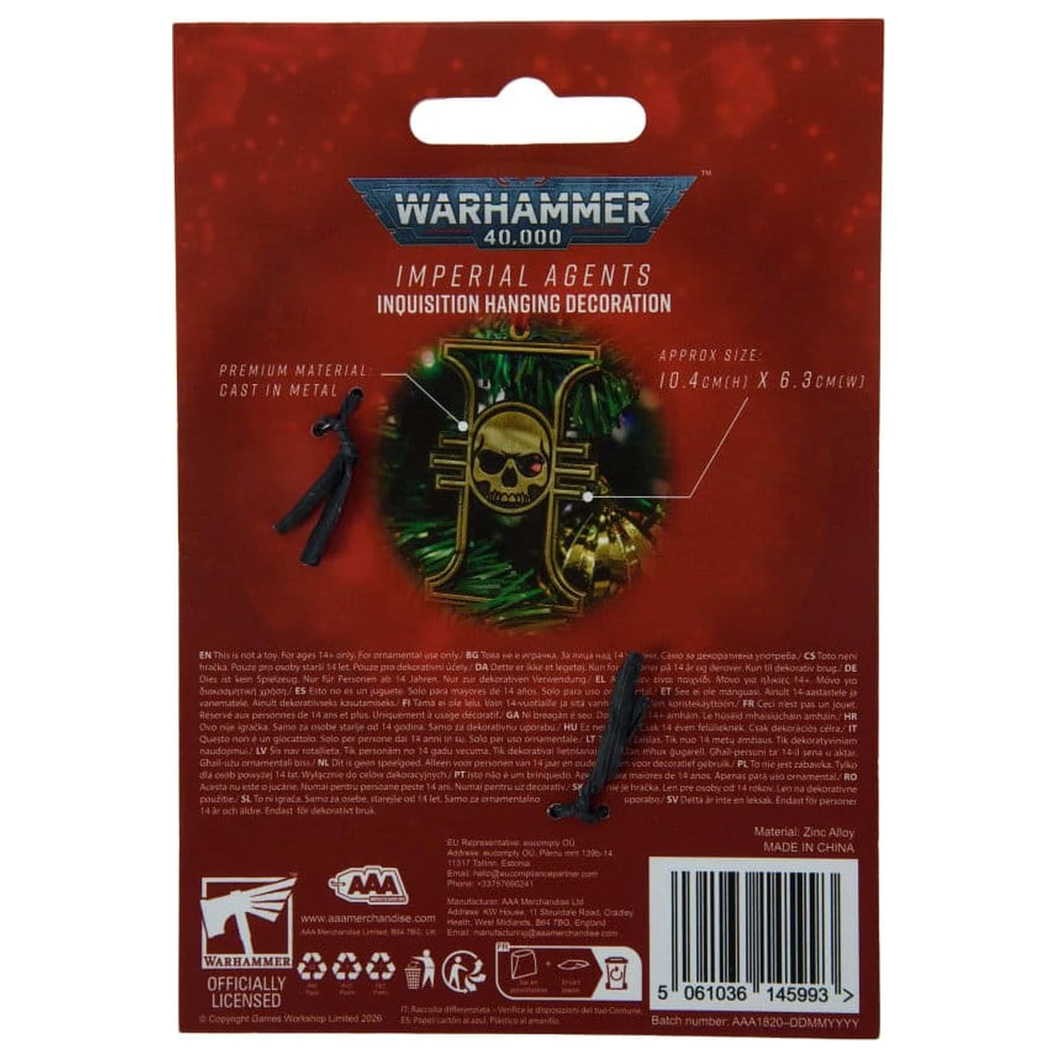Decoratiune suspendata Warhammer 40,000 Imperial Agents Inquisition 17 cm poza produsului