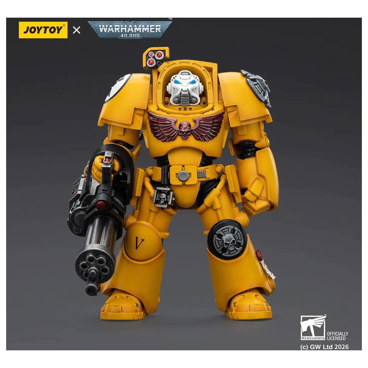 Warhammer 40,000 Action Figure Imperial Fists Terminator 3 cu Power Fist si Assault Cannon 14 cm poza produsului