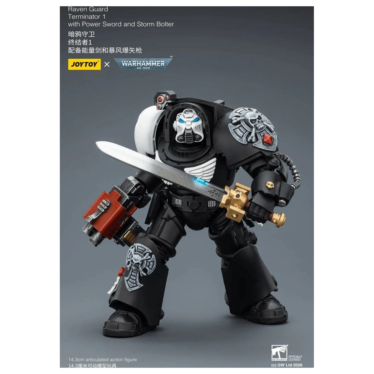 Warhammer 40,000 Action Figure Raven Guard Terminator 1 cu Power Sword si Storm Bolter 14 cm poza produsului