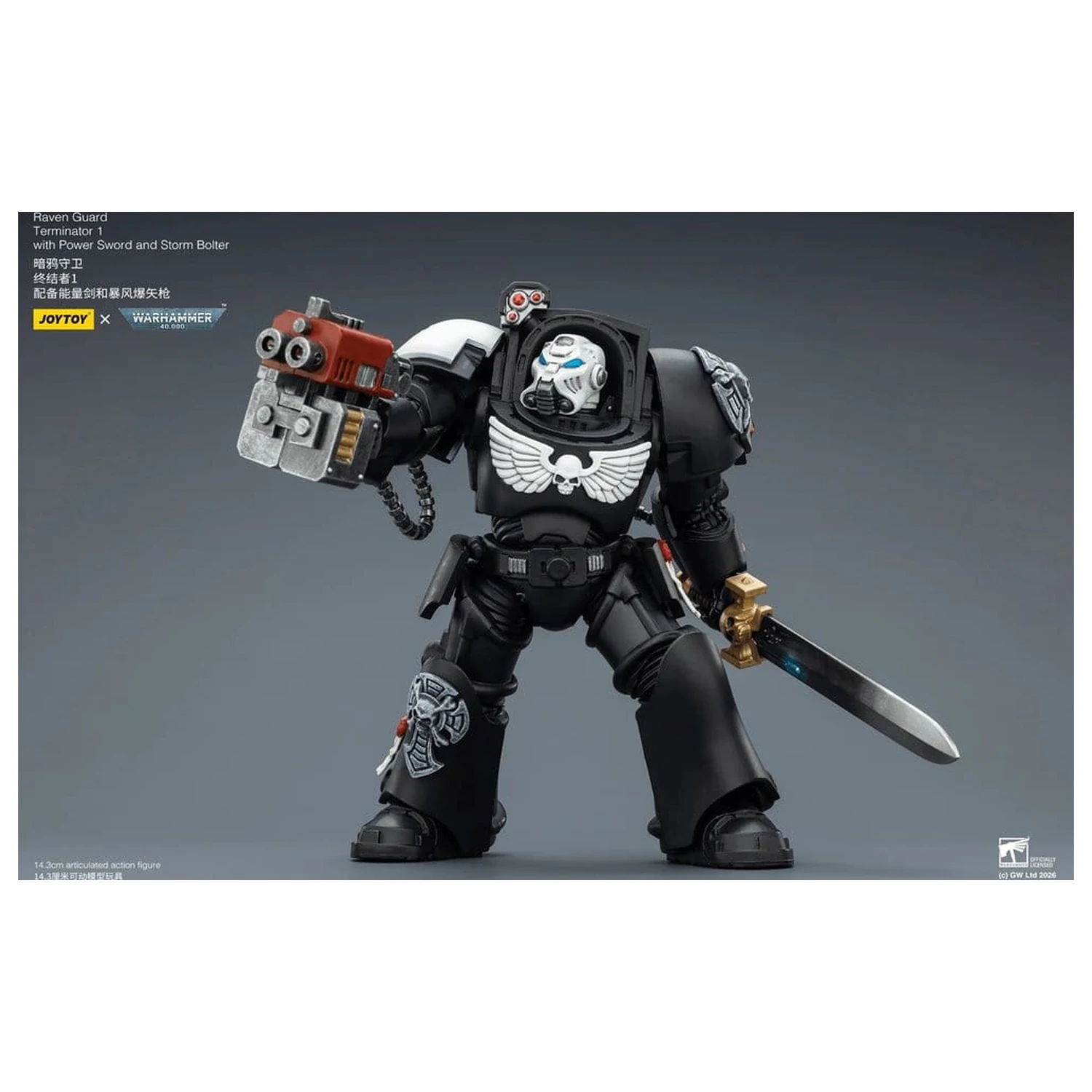 Warhammer 40,000 Action Figure Raven Guard Terminator 1 cu Power Sword si Storm Bolter 14 cm poza produsului