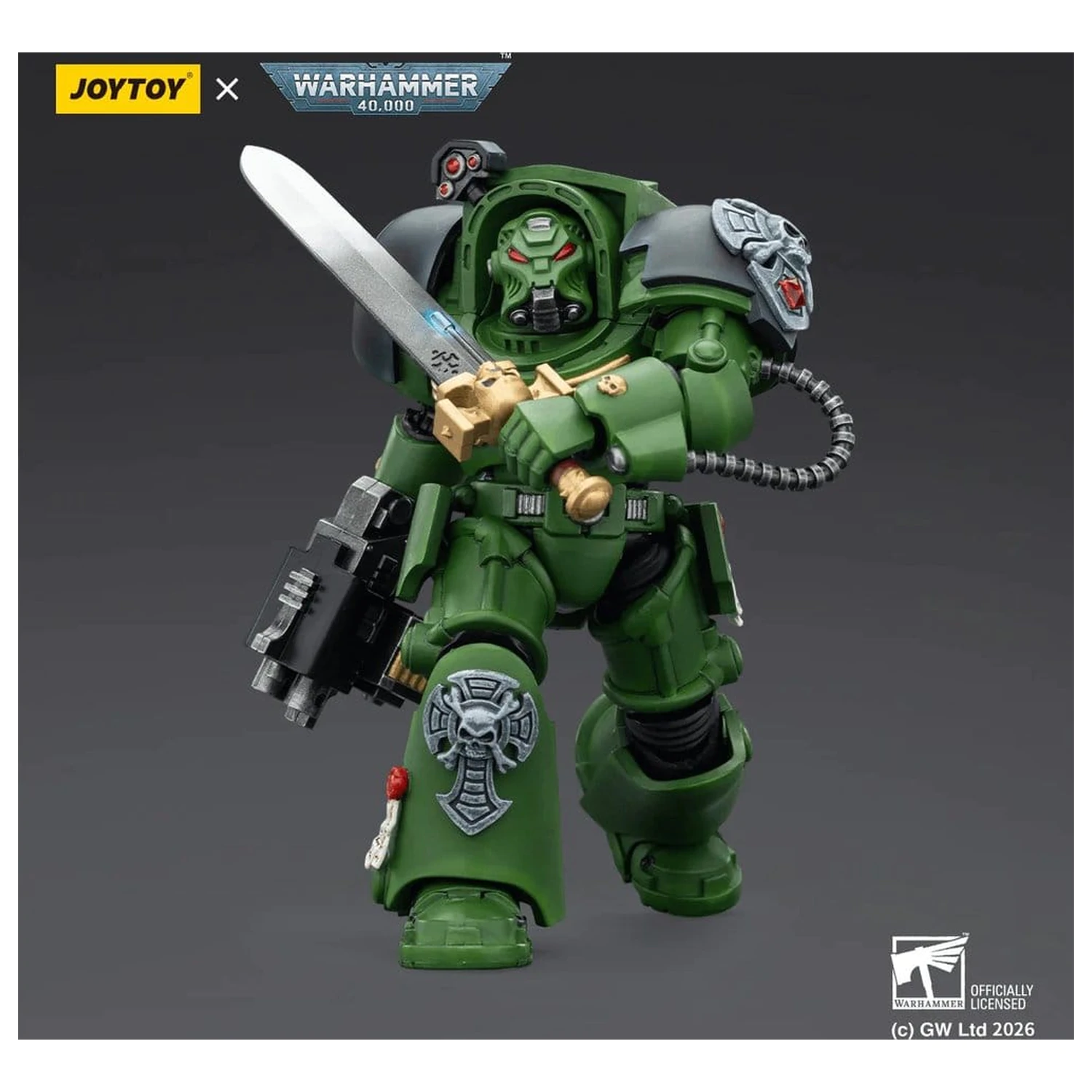 Warhammer 40,000 Figurina de actiune Salamanders Terminator 1 cu Sabie Energetica si Storm Bolter 14 cm poza produsului