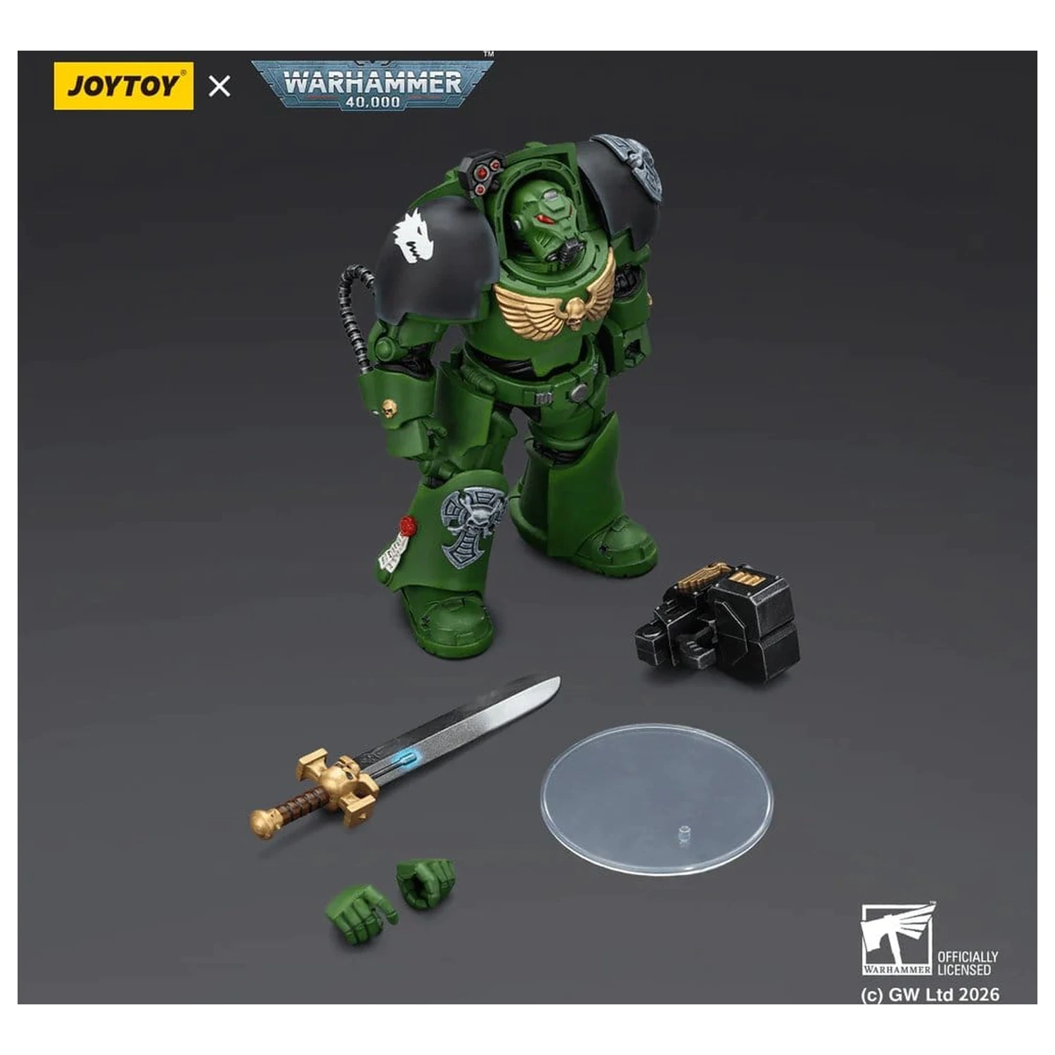 Warhammer 40,000 Figurina de actiune Salamanders Terminator 1 cu Sabie Energetica si Storm Bolter 14 cm poza produsului