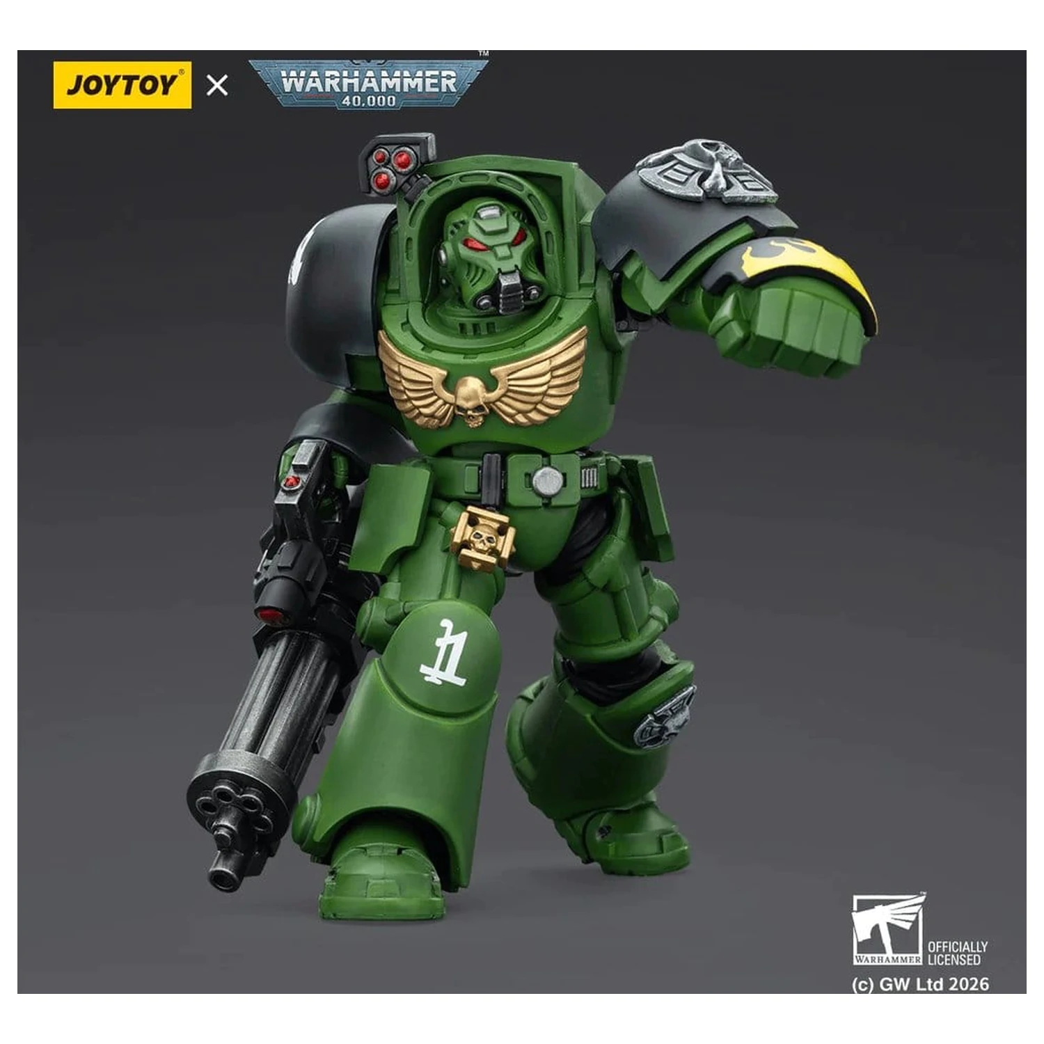 Warhammer 40,000 Figurina de actiune Salamanders Terminator 3 cu Power Fist si Assault Cannon 14 cm poza produsului