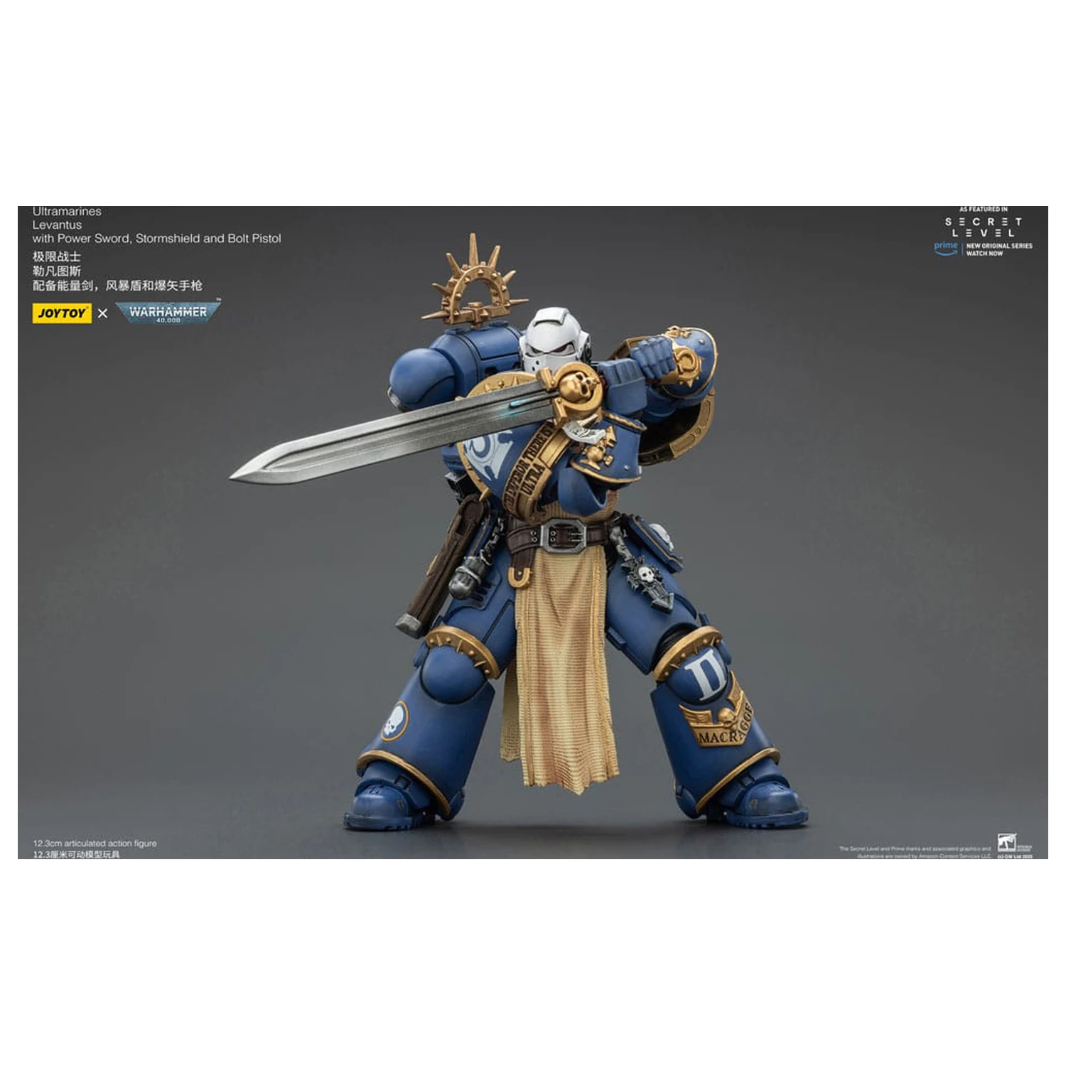 Warhammer 40,000 Figurina de acțiune Ultramarines Levantus cu Power Sword, Stormshield și Bolt Pistol 13 cm poza produsului