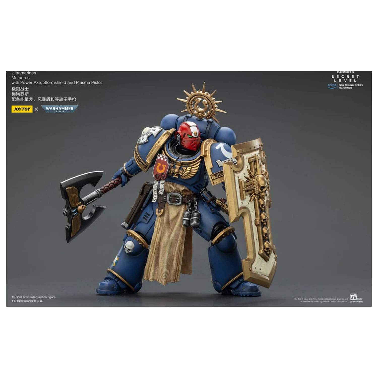 Warhammer 40,000 Figurina de actiune Ultramarines Metaurus cu Power Axe, Stormshield si Plasma Pistol 13 cm poza produsului