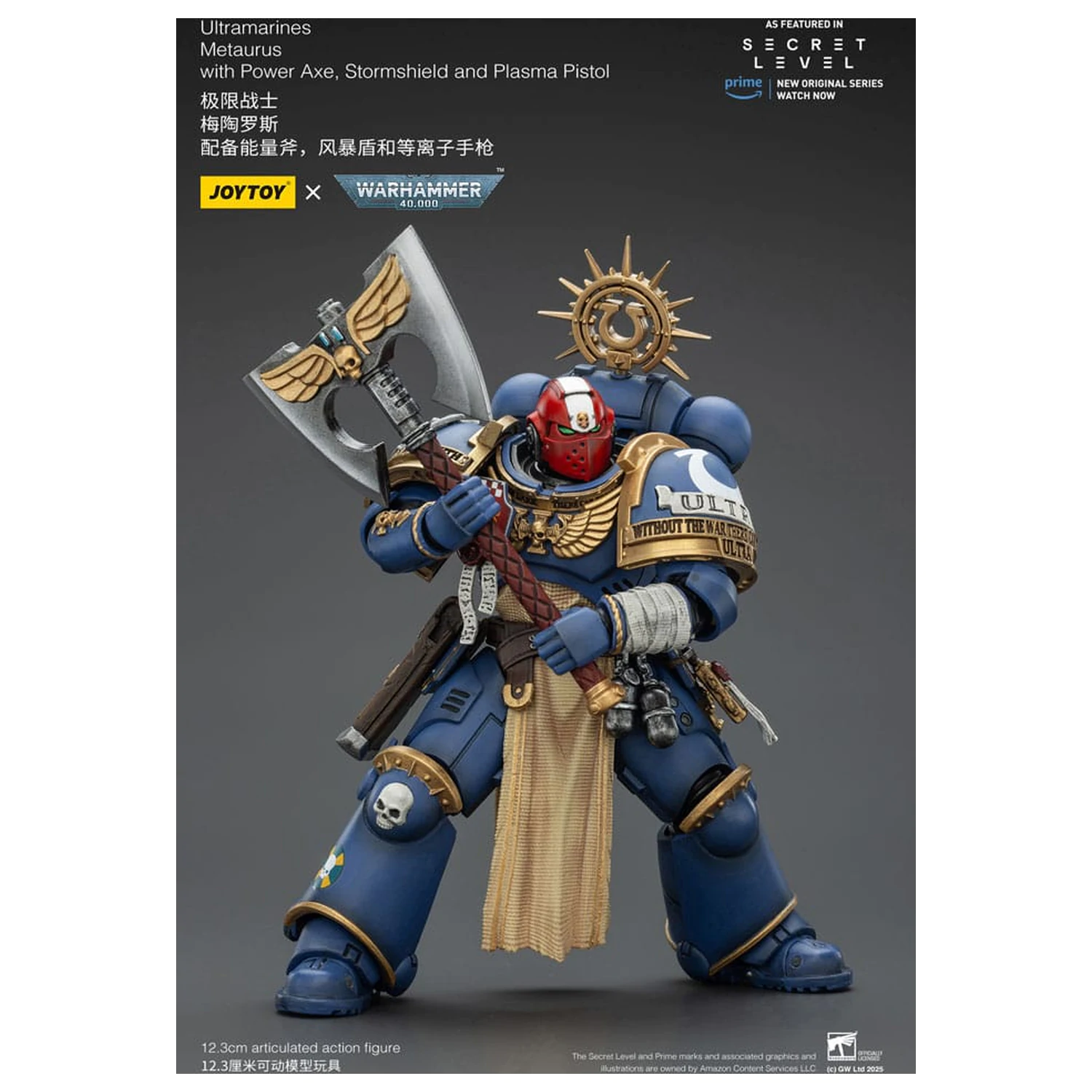 Warhammer 40,000 Figurina de actiune Ultramarines Metaurus cu Power Axe, Stormshield si Plasma Pistol 13 cm poza produsului