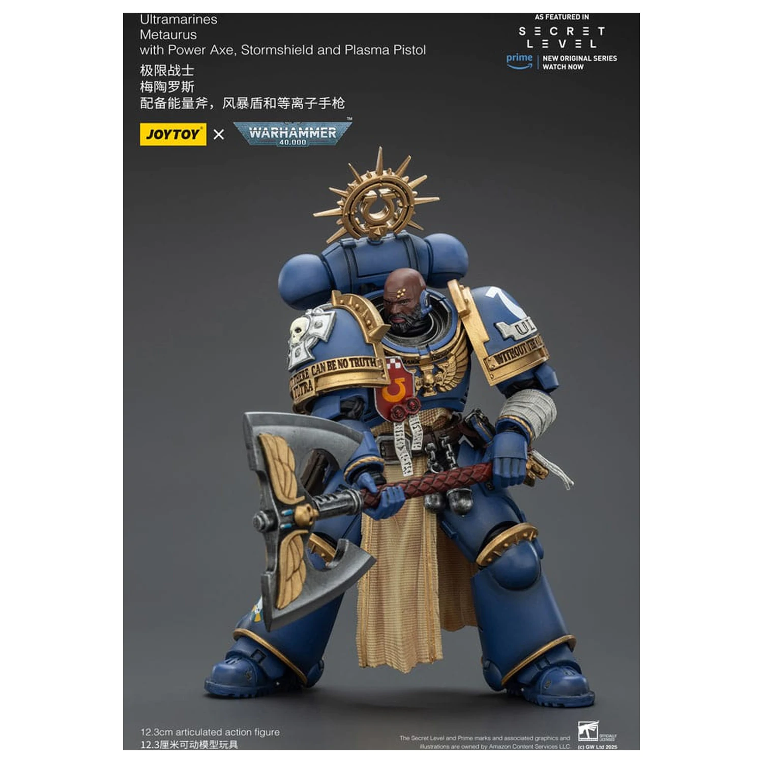 Warhammer 40,000 Figurina de actiune Ultramarines Metaurus cu Power Axe, Stormshield si Plasma Pistol 13 cm poza produsului