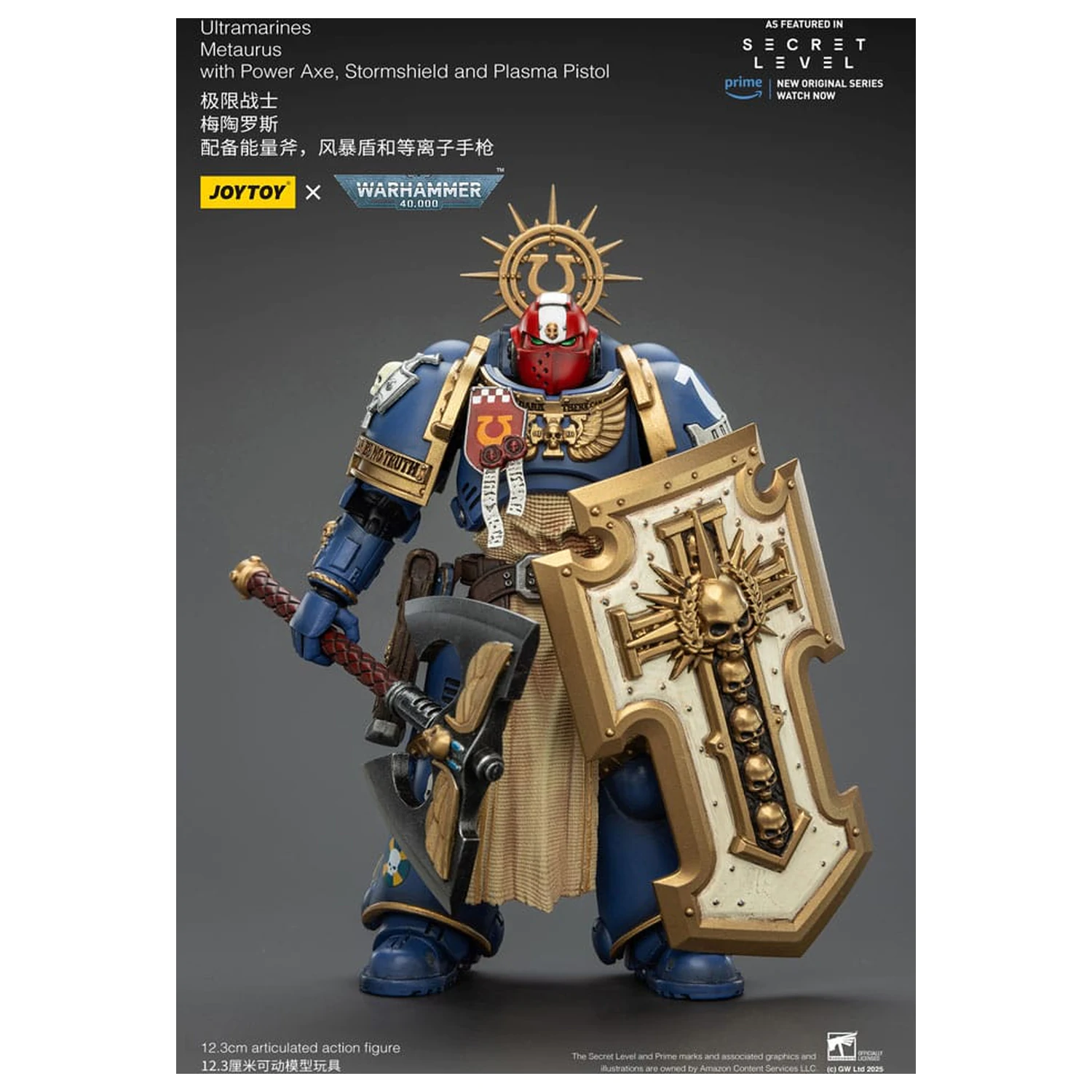 Warhammer 40,000 Figurina de actiune Ultramarines Metaurus cu Power Axe, Stormshield si Plasma Pistol 13 cm poza produsului